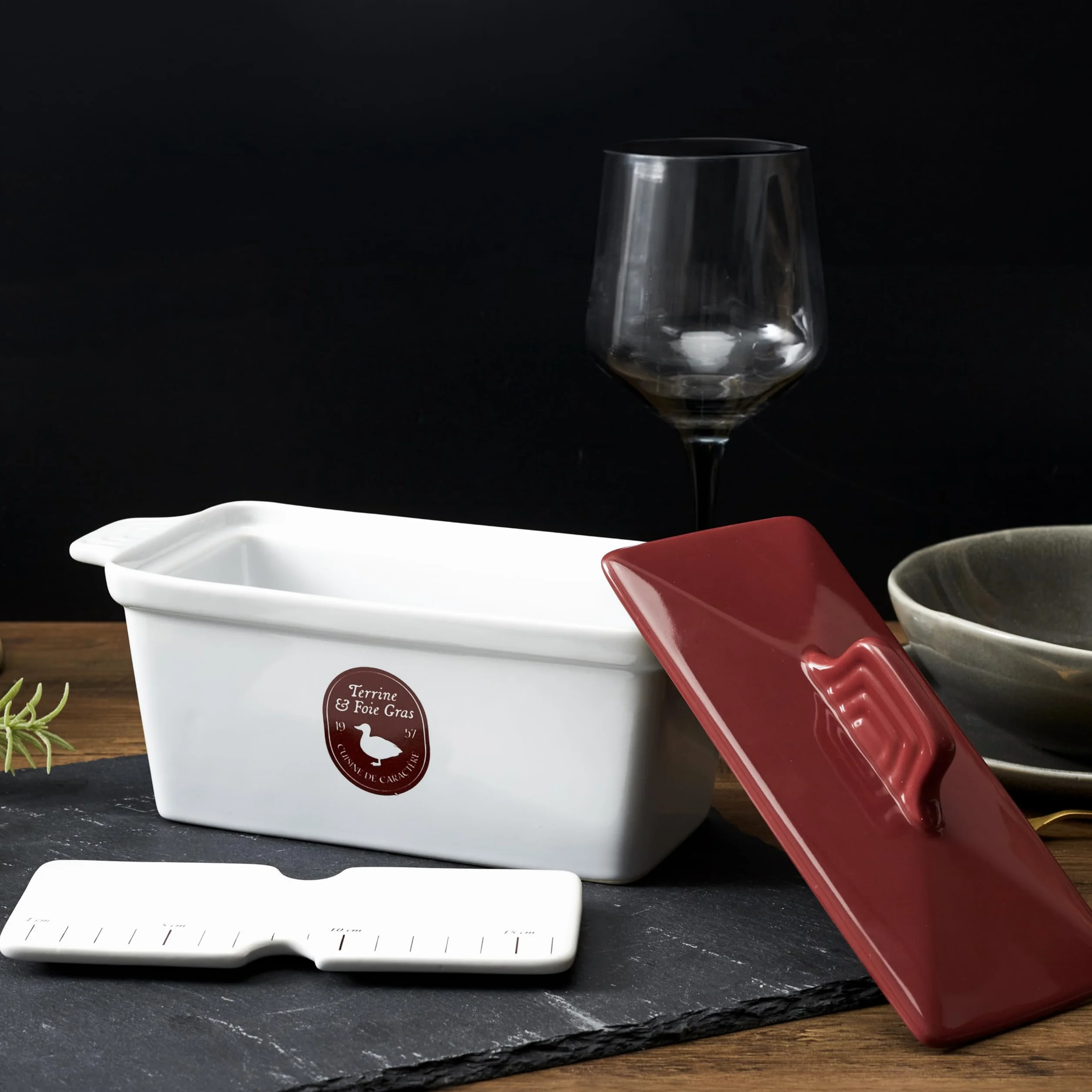Vaschetta per foie gras in ceramica con pressa 25,5 x 11 x 27 cm Colori assortiti