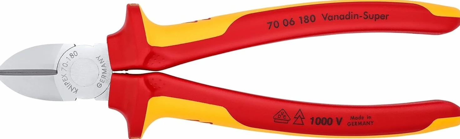 KNIPEX Tronchese laterale cromata isolati con manici rivestiti in materiale bicomponente, collaudati VDE 180 mm, 70 06 180