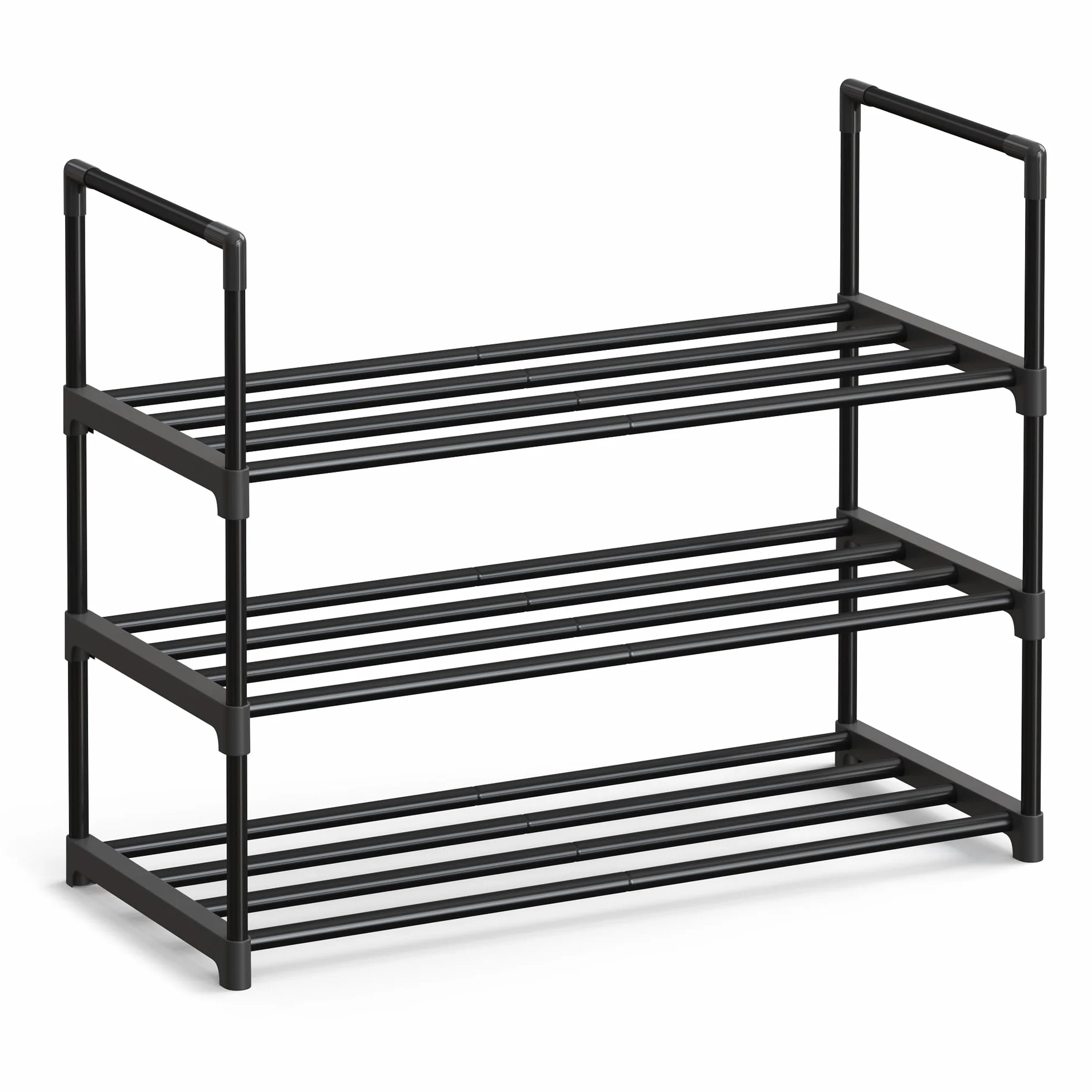 SONGMICS Scarpiera 3 Ripiani Portascarpe Metallo 30x68x55 cm Nero