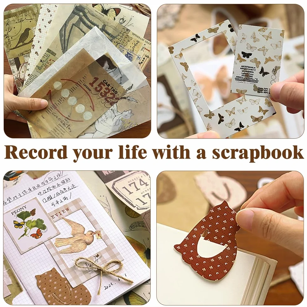 TIE-DailyNec 88 Pezzi Kit di Forniture per Scrapbooking, Forniture per Journaling Vintage, Carta Estetica DIY Retrò per Scrapbooking per Bullet Journal, Junk Journal, Arte e Artigianato