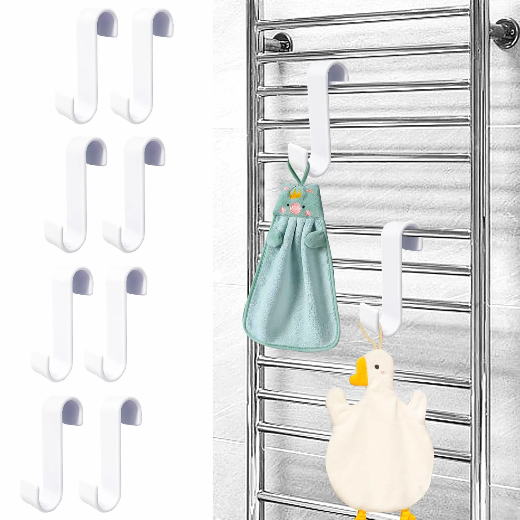 Ganci Termoarredo 8 Pezzi in Plastica per Radiatore e Scaldasalviette Bianco