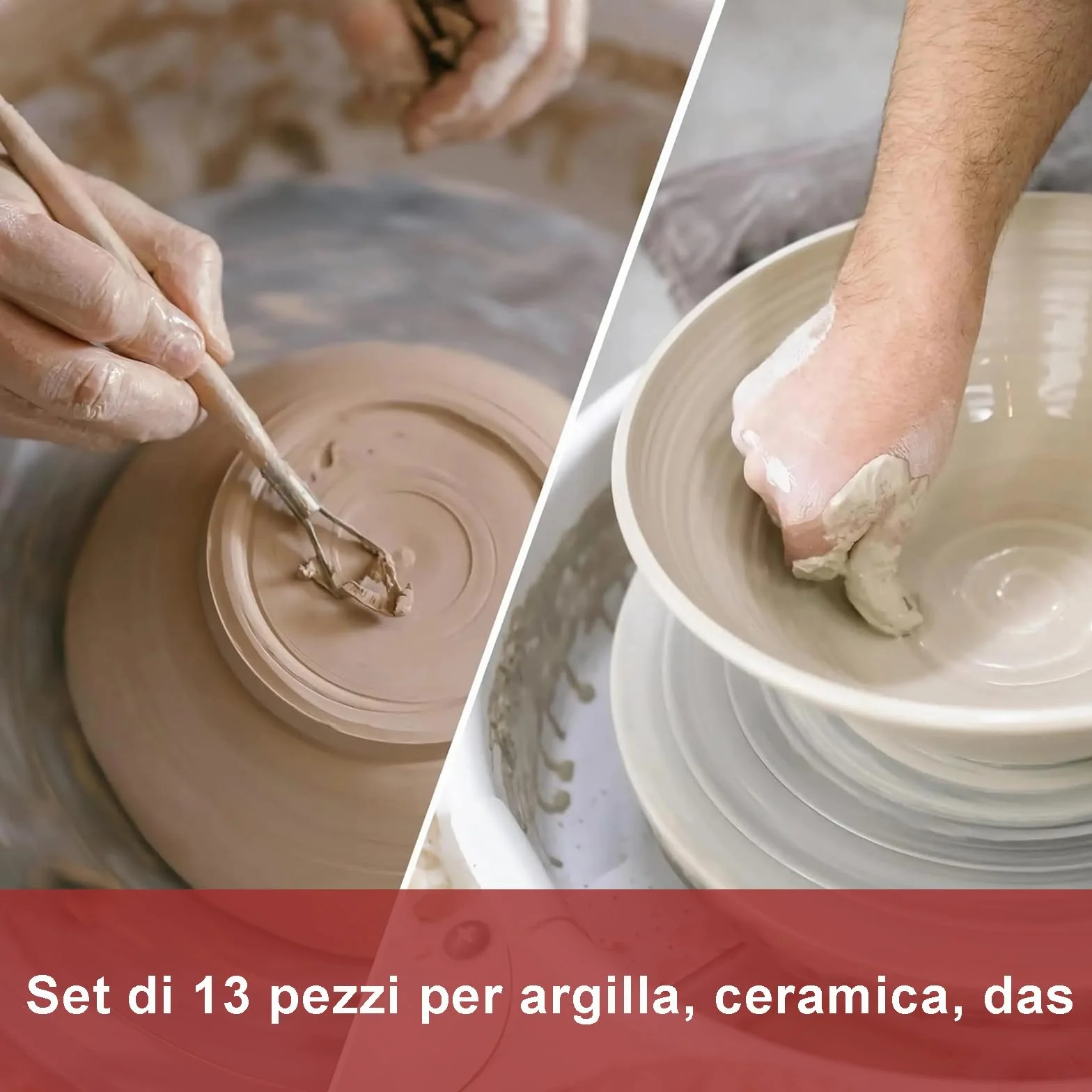 13 Strumenti per Modellare Argilla Professionali in Legno di Faggio, Sculpture Tools Set, Attrezzi per Modellazione di Das e Ceramica, Stecche di Legno e Mirette per Argilla – Kit Utensili