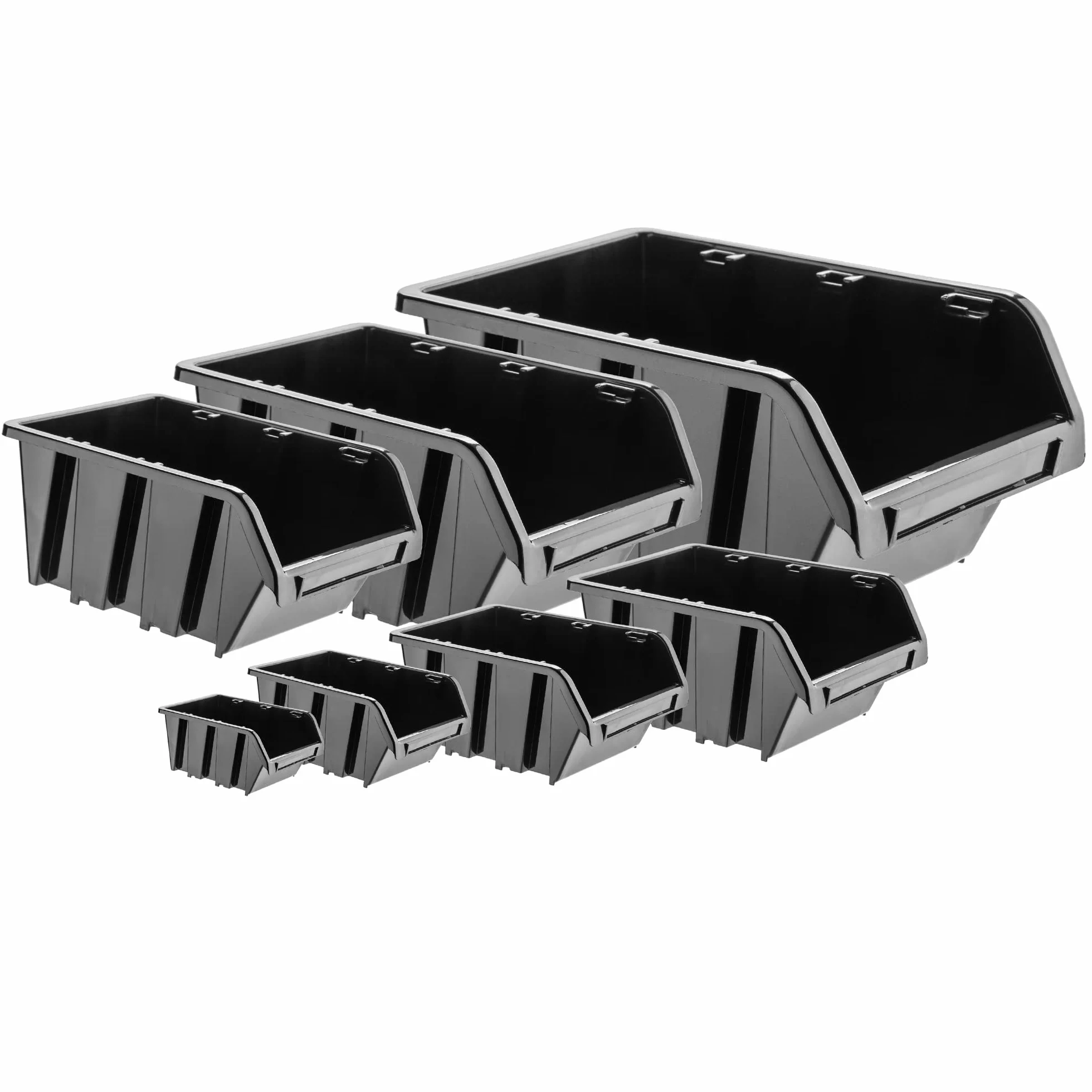 KADAX Contenitori Impilabili da Parete, Cassette in Plastica per Minuteria, 115 x 80 mm, Nero (10 szt.)
