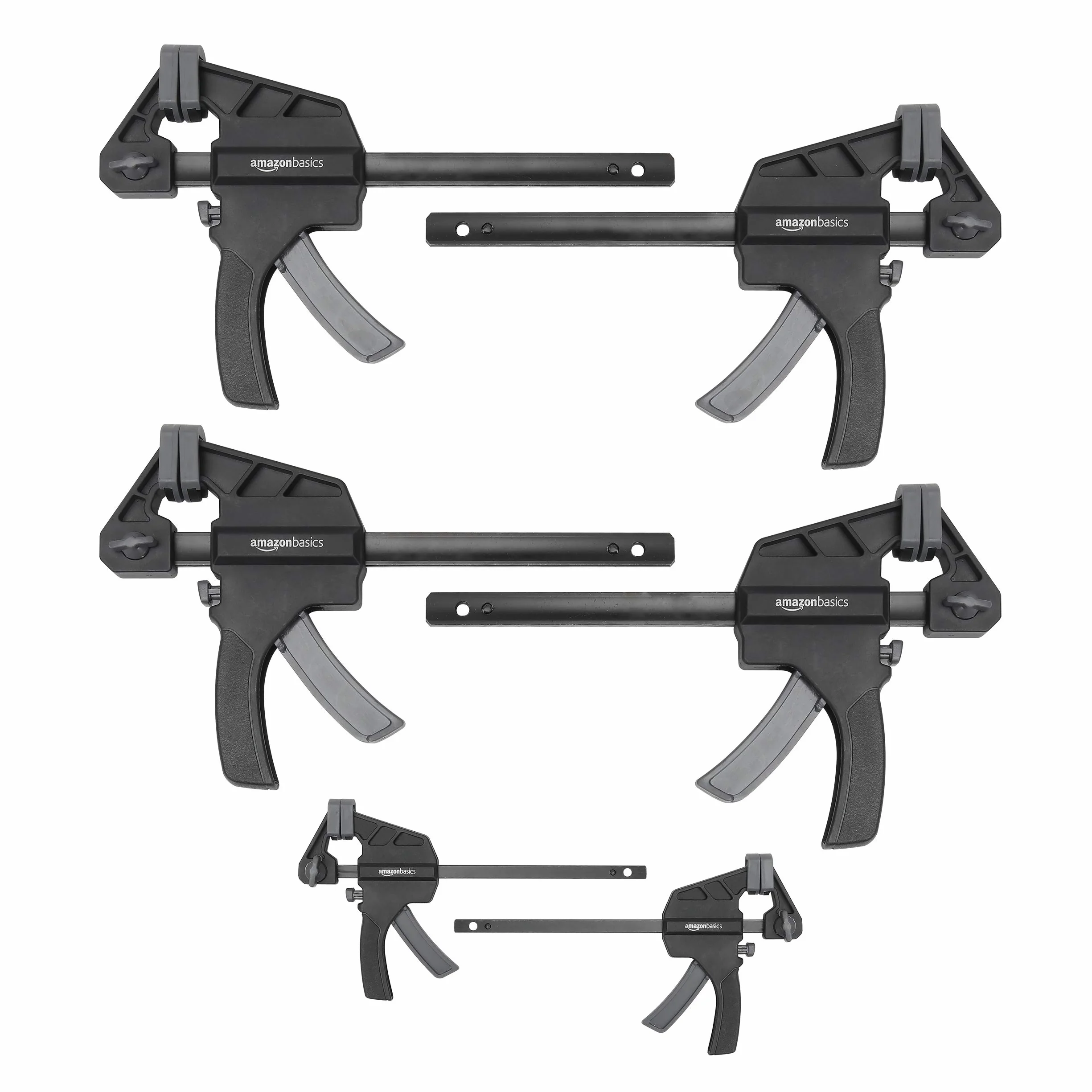 Amazon Basics Confezione da 6 morsetti a barra: 2 unità da 10.16 cm, 4 unità da 15.24 cm, Nero/ Grigio