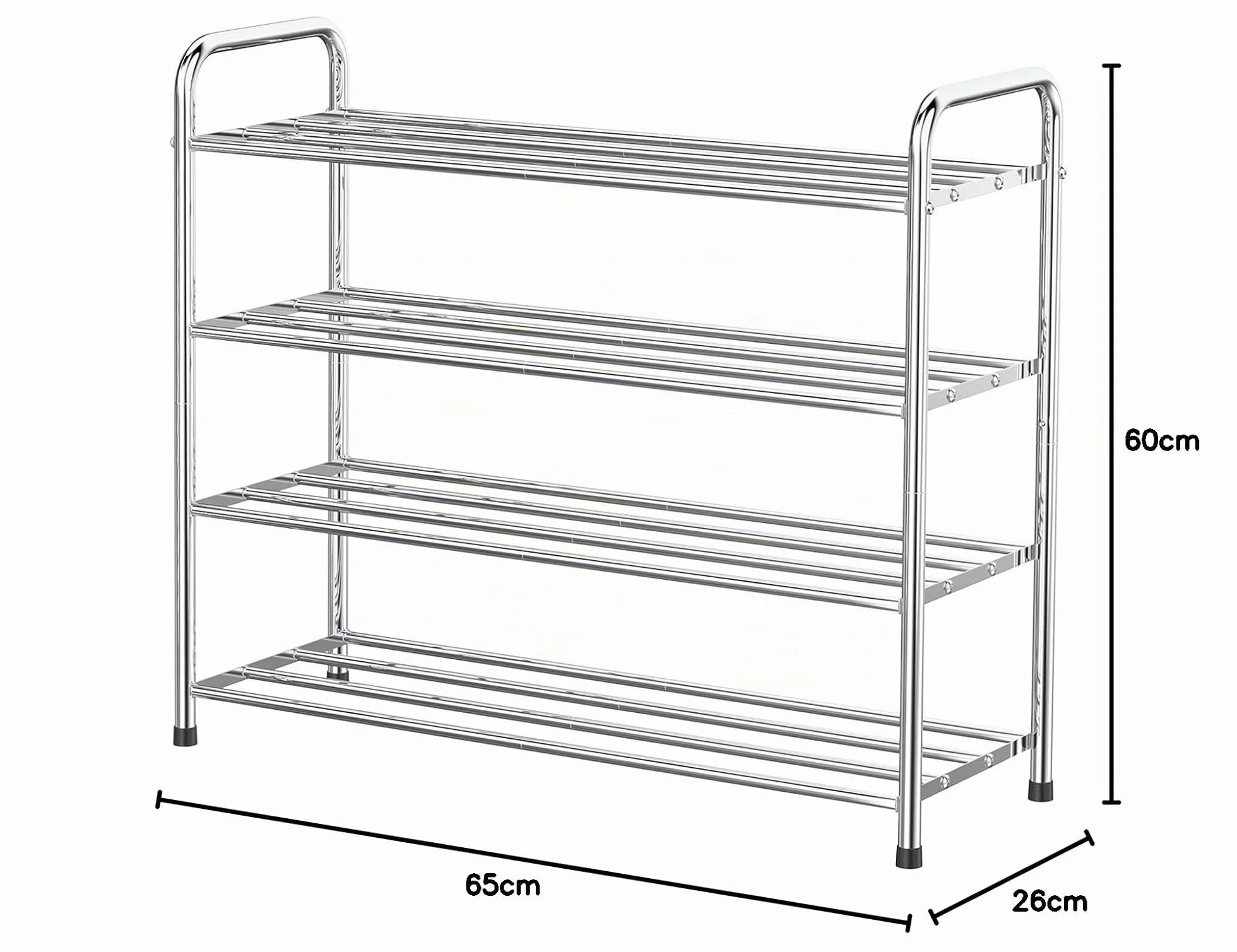 FANHAO Scarpiera Potenziata in Acciaio Inossidabile a 4 Livelli, Organizer Scarpe Ripiano per Scarpe, per un Massimo di 12-16 Paia di Scarpe, per Soggiorno, Guardaroba e Corridoio, 68 x 26 x 65 cm