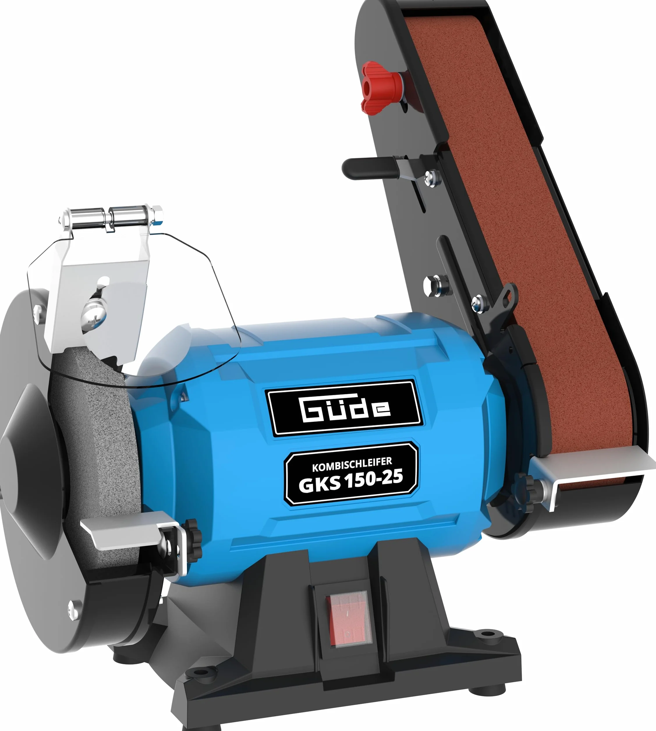 Güde Smerigliatrice combinata GKS 150-25 (250 W, 2980 1/min, motore a condensatore, base stabile della macchina, dispositivo di protezione scintille regolabile, disco abrasivo fine Ø 150 mm 36 K,