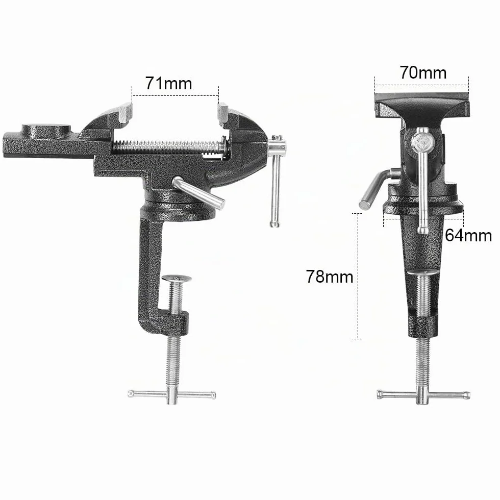 Teeno - Morsa da banco con larghezza della mascella 70 mm, morsa con base girevole a 360 gradi, materiale in acciaio fuso, potenza di serraggio 800 kg (70 mm)
