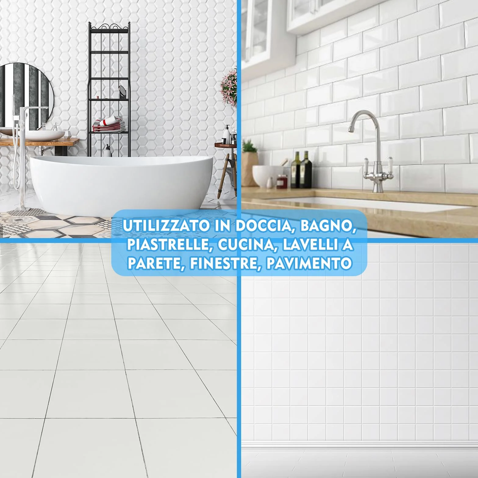 Set di Stucco per Piastrelle, Set di riparazione fughe per fughe, malta ad asciugatura rapida per piastrelle,Sigillante bagno e cucina per rinnovare le fughe (Bianco, Confezione da 2)