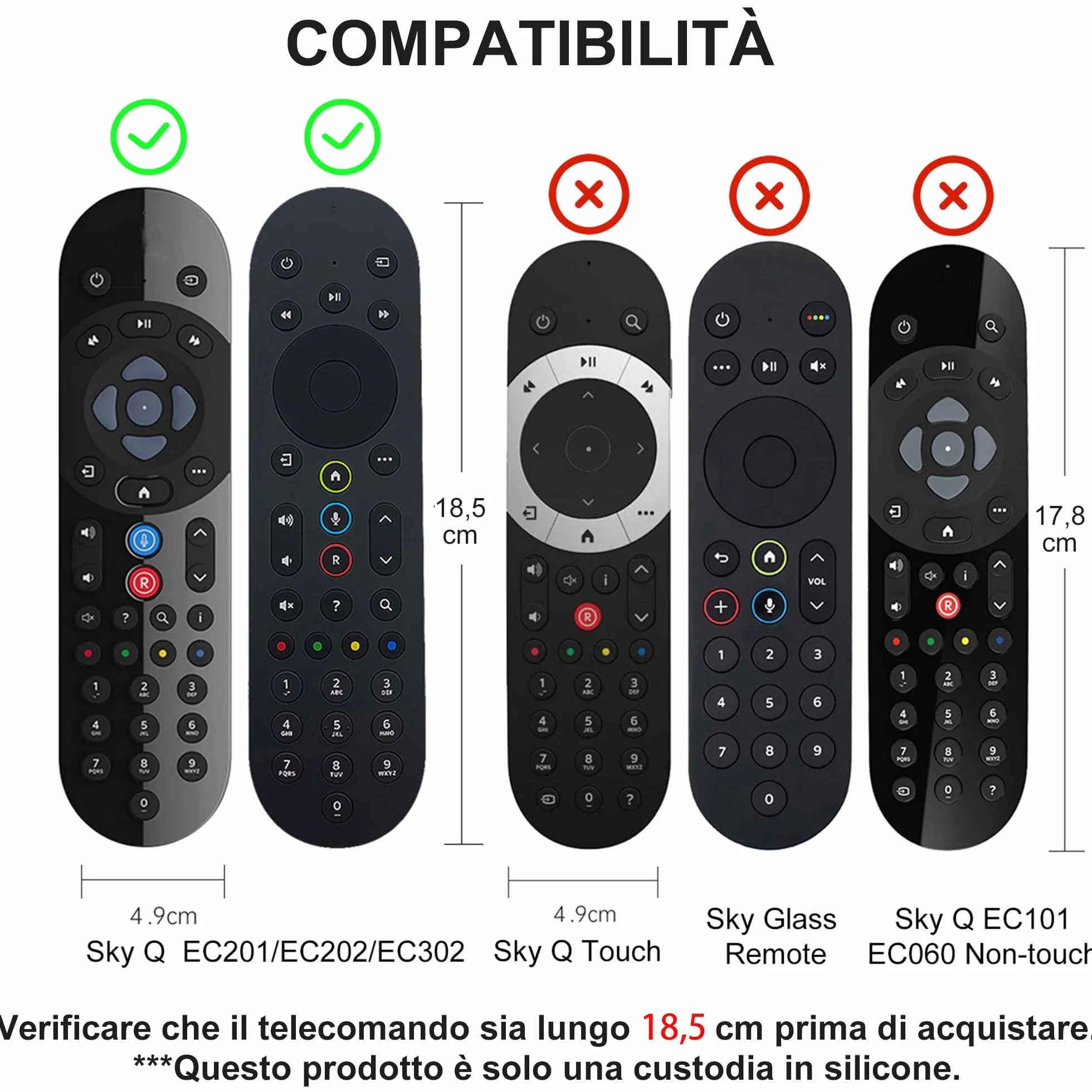Cover Telecomando Compatibile con Sky Q EC201/EC202/EC302/SKY135 Vocale Telecomando,Guscio per Sky Q Voice Remote, Custodia protettiva in silicone per Telecomando Sky Q