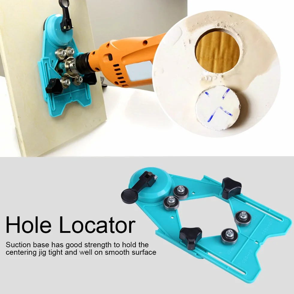 Localizzatore di Fori per Piastrelle Vetro, Guida Trapano Punta Diamantata Guide Ventose a Nucleo Cavo Sega Punte Ceramica Tazza Regolabile 4 mm a 80 mm Base Ventosa Marmo Ceramico Perforazione Seghe