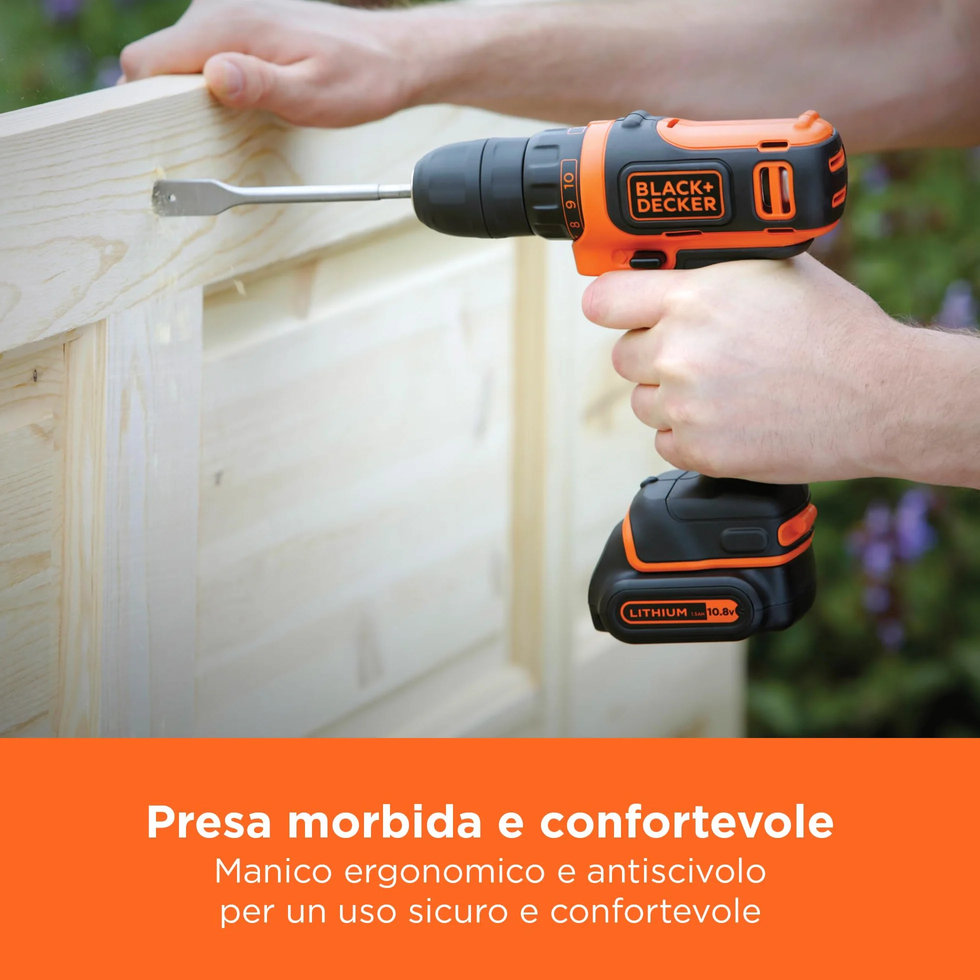 BLACK+DECKER 10,8V Trapano avvitatore a batteria ultra compatto con batteria da 1,5Ah e caricatore da 400mA, BDCDD12-QW
