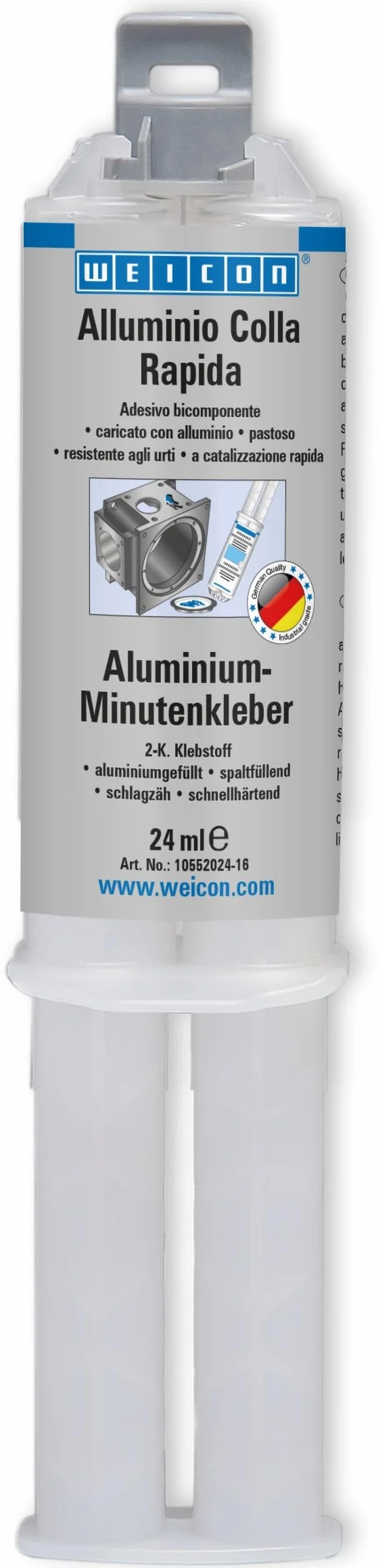 WEICON Alluminio Colla Rapida, adesivo epossidico bicomponente a polimerizzazione rapida a 2 componenti