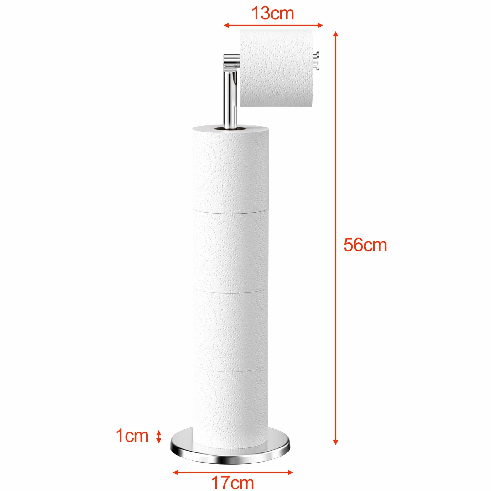 Newpop Porta Carta Igienica da Terra, Portarotolo da Terra in Acciaio Inossidabile con Base Appesantita, Antiruggine Porta Rotolo Bagno Senza Trapano, Dispenser Carta Igienica Antiscivolo (Argento)