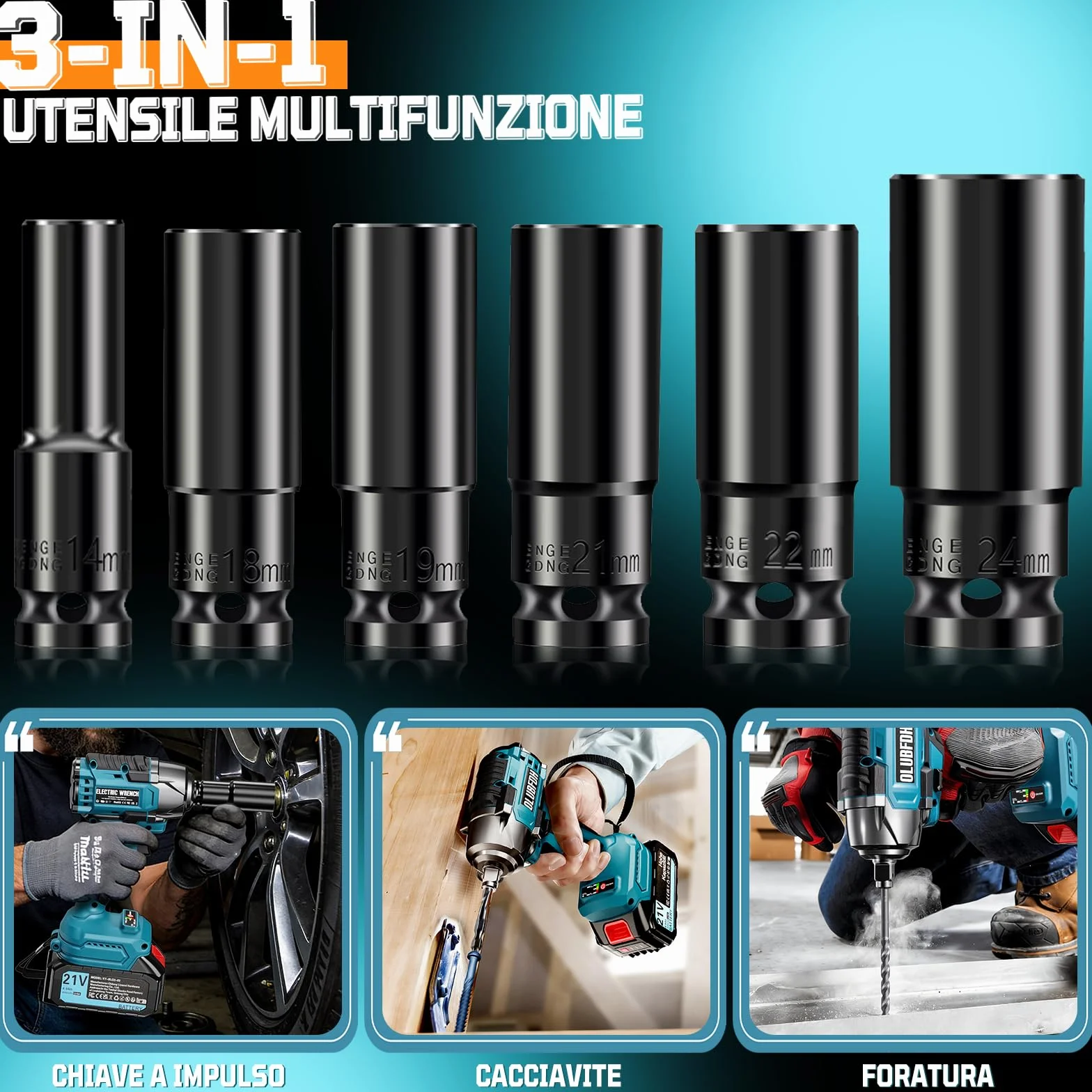 Avvitatore a Impulsi Brushless 500 Nm 1/2" a Batteria 3-in-1 con Batterie 4,0 Ah