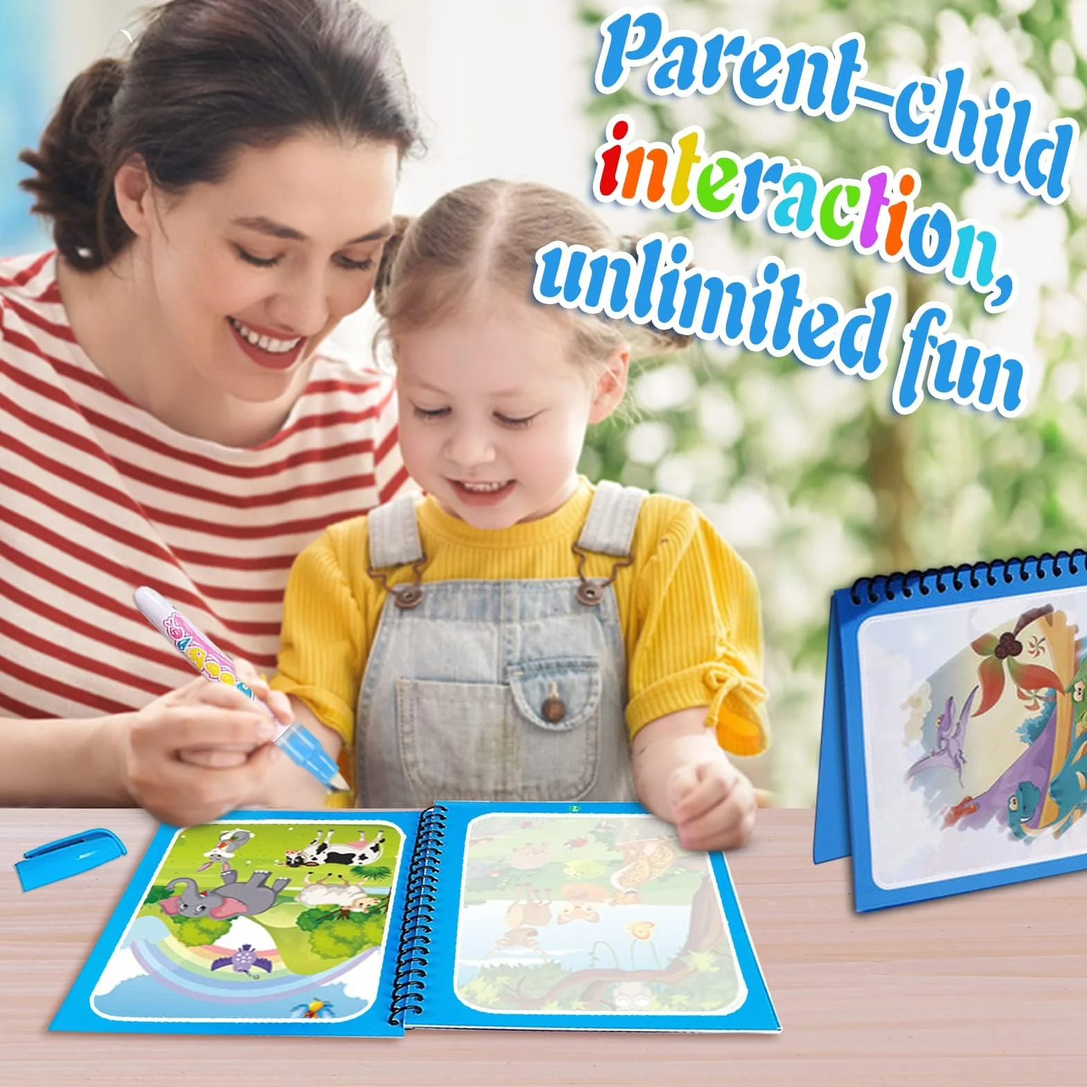 Magic Water Coloring Book 8 Pezzi Libri ad Acqua Bambini Drawing Libro da Colorare Doodle con Penna Magica Riutilizzabile Educativo