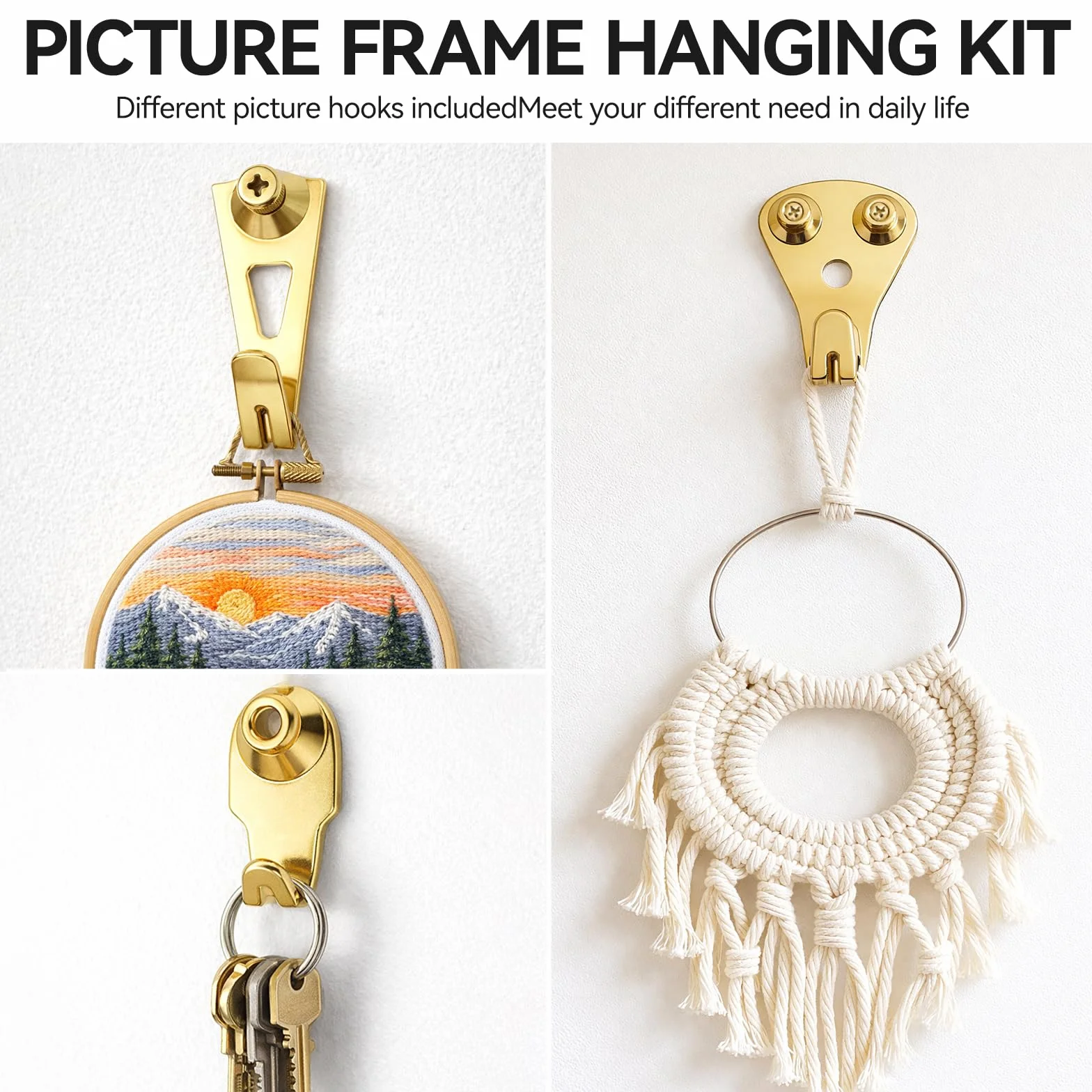 Kit di ganci per appendere quadri, ganci (50 30 20 4,5 kg) e chiodi, per appendere quadri, foto, specchi per cartongesso, legno, pareti a secco