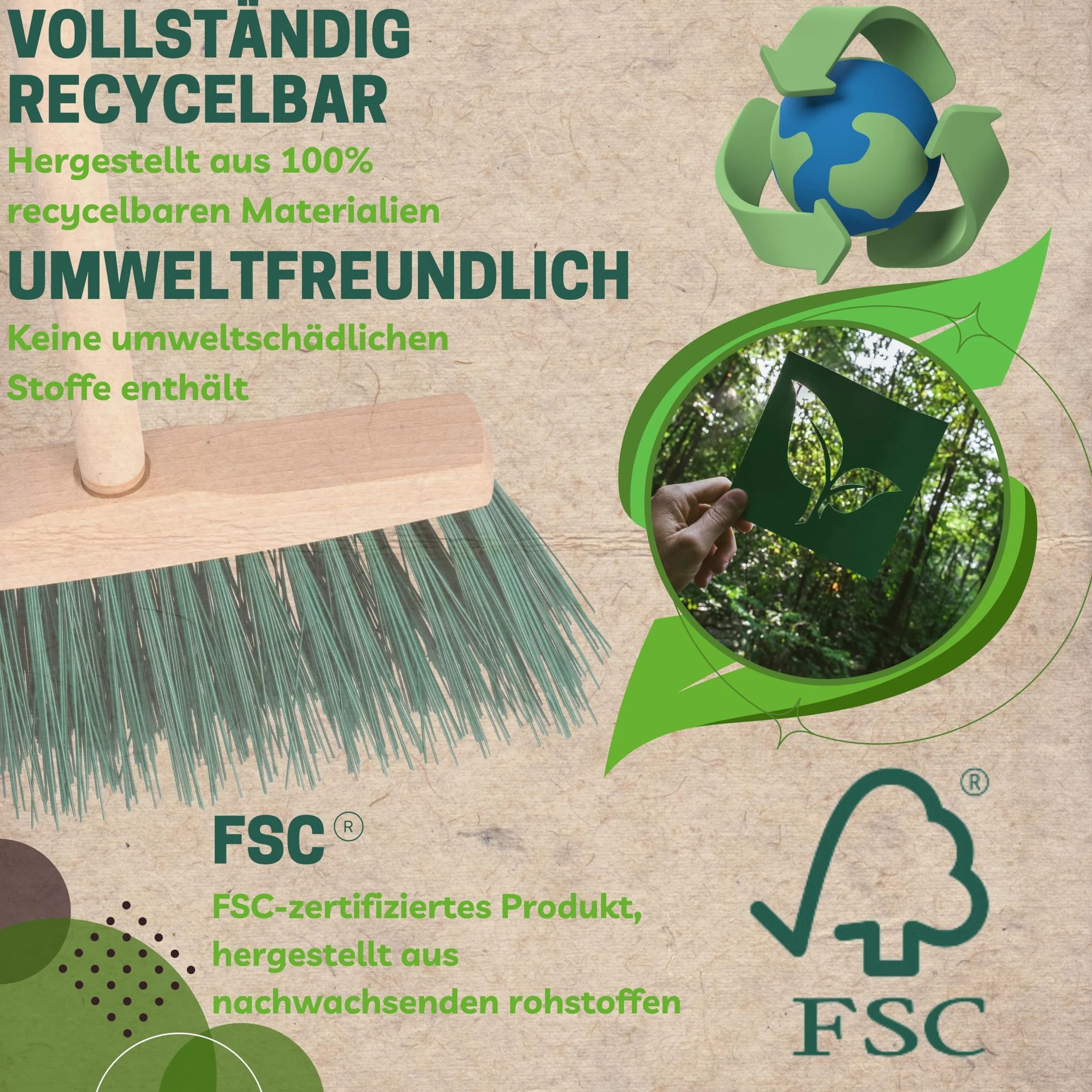 ToolSpace Scopa per Esterni e Interni 24 cm per Lavori Pesanti Spazzolone da Giardino Strada con Setole Dure e Lunghe in Plastica Senza Manico Supporto Legno per Cortile Garage Terrazzo