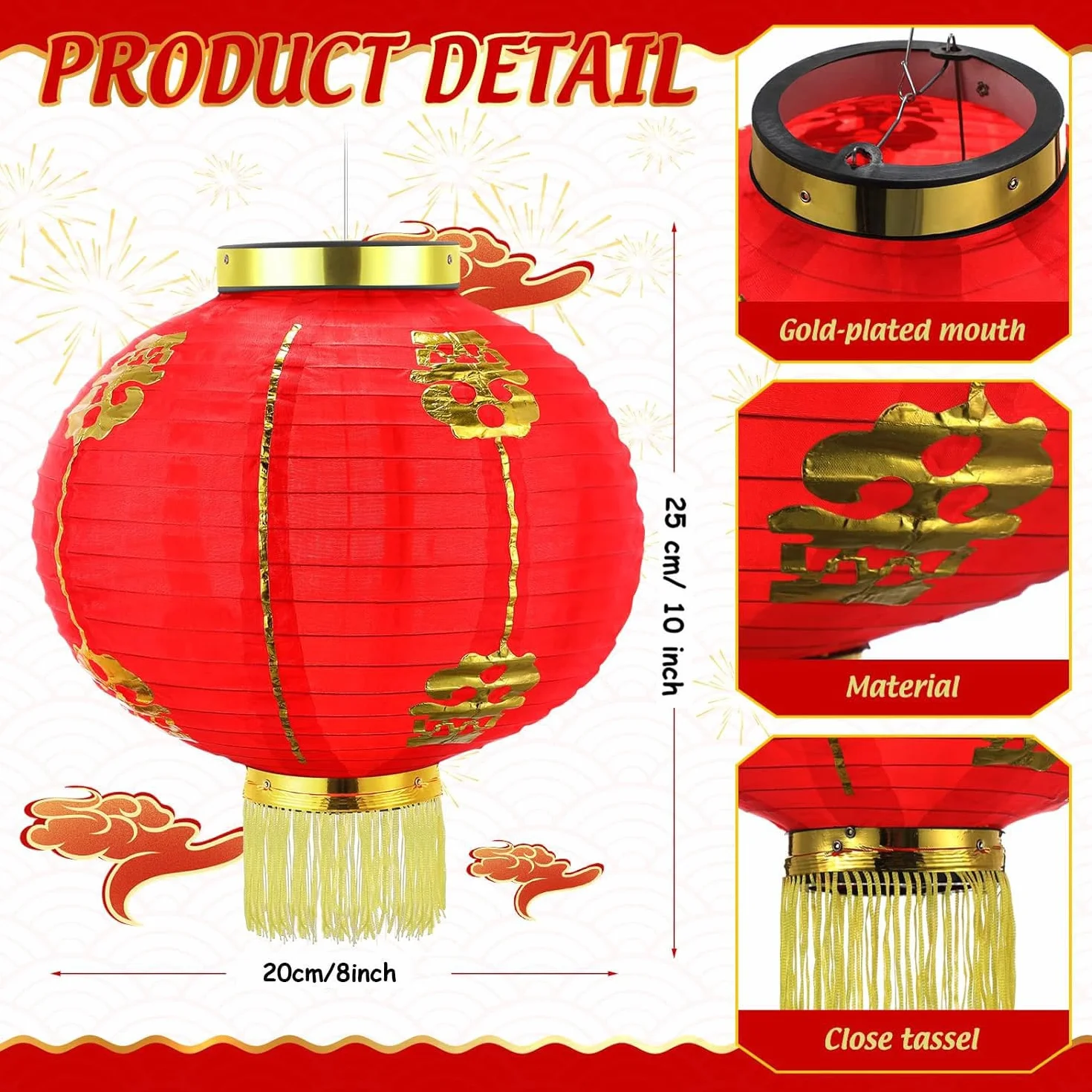 Lanterna Pendolo Cinese Grande Lampada Sospensione Rossa Deng Long Festa Primavera Decor