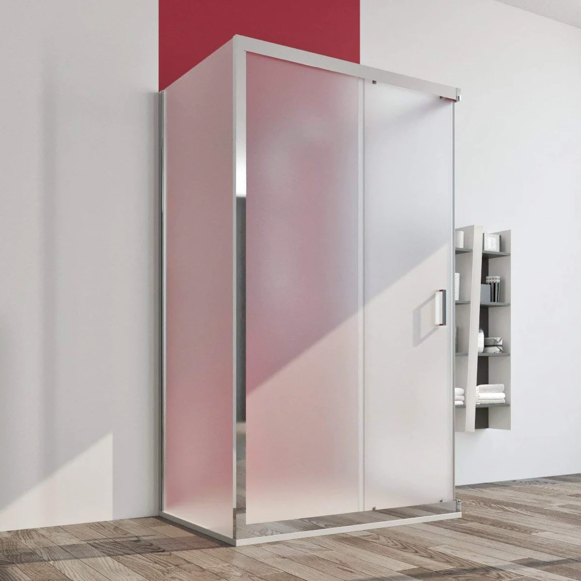 Box doccia cabina 3 tre lati 80x100x80 cm porta scorrevole vetro anticalcare opaco 6mm. Palma