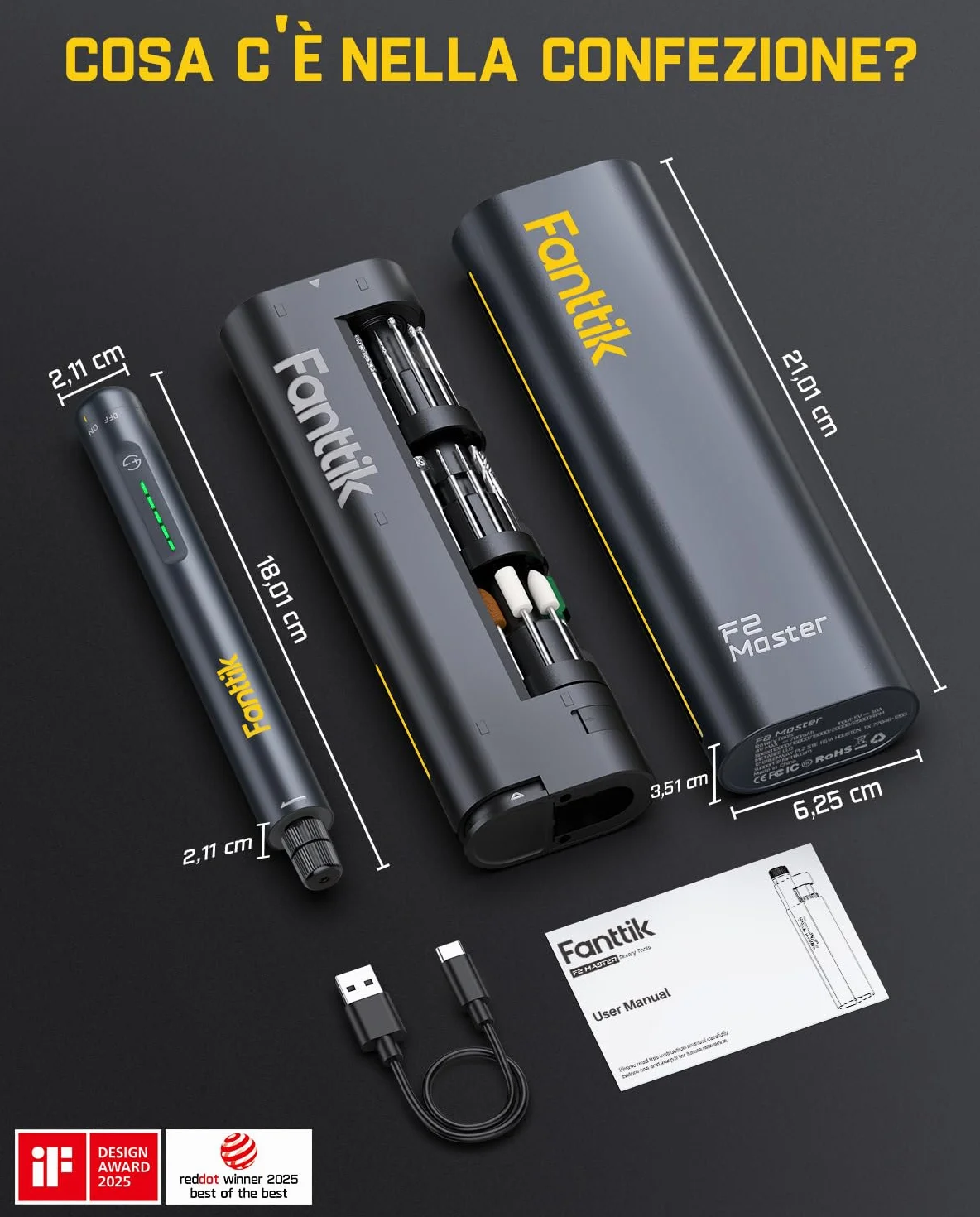 Fanttik F2 Master Mini Trapano Elettrico, Motore NeoPulse 25000 Giri/Min, 5 Velocità, 35 Accessori, Penna per Incisione