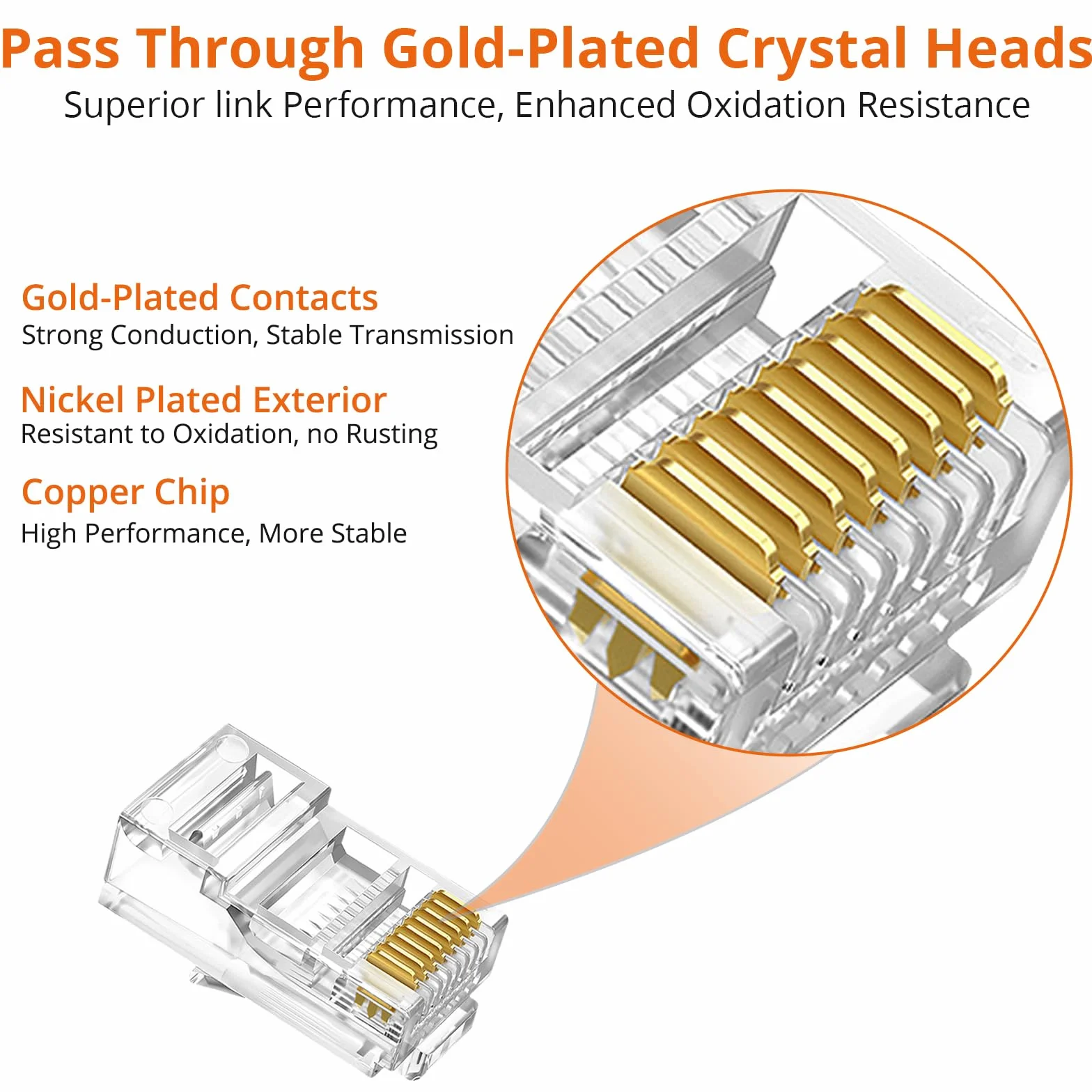Proster Pinza Crimpatrice RJ45 Pass Through Multifunzione Spelafili per Cavo Rete Cat5 Cat5e Cat6 Cat6a Kit Strumento Crimpatura con 50pz Connettori Cat6 e Coperture di Protezione Tester Custodia
