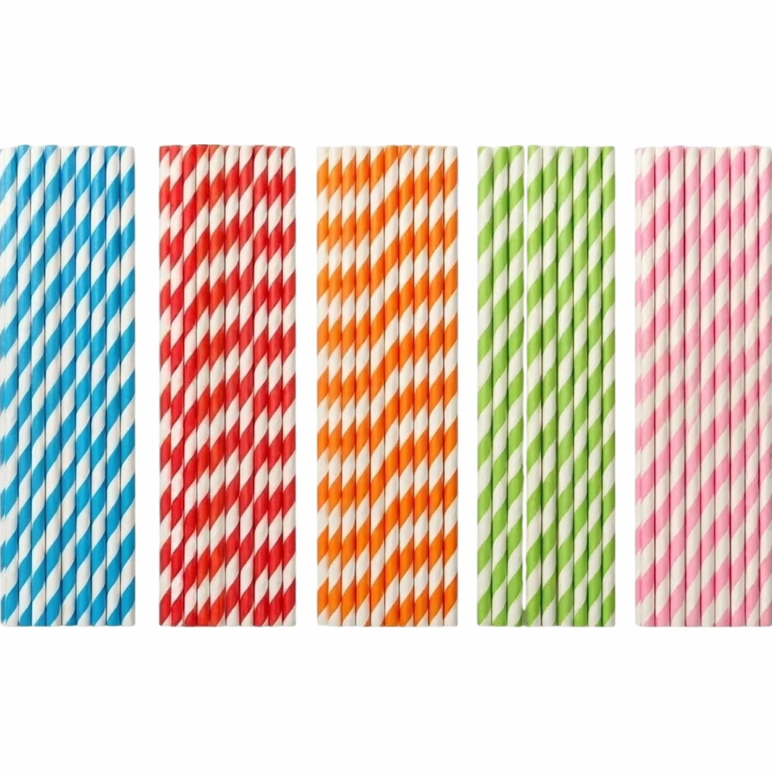 Dohe Horeca - Cannucce di Carta Biodegradabili (100 pz.) - Multicolore, Dimensione Grande: 21 cm, Riciclabili e Resistenti, per Bevande Calde e Fredde, per Feste, Compleanni, Celebrazioni