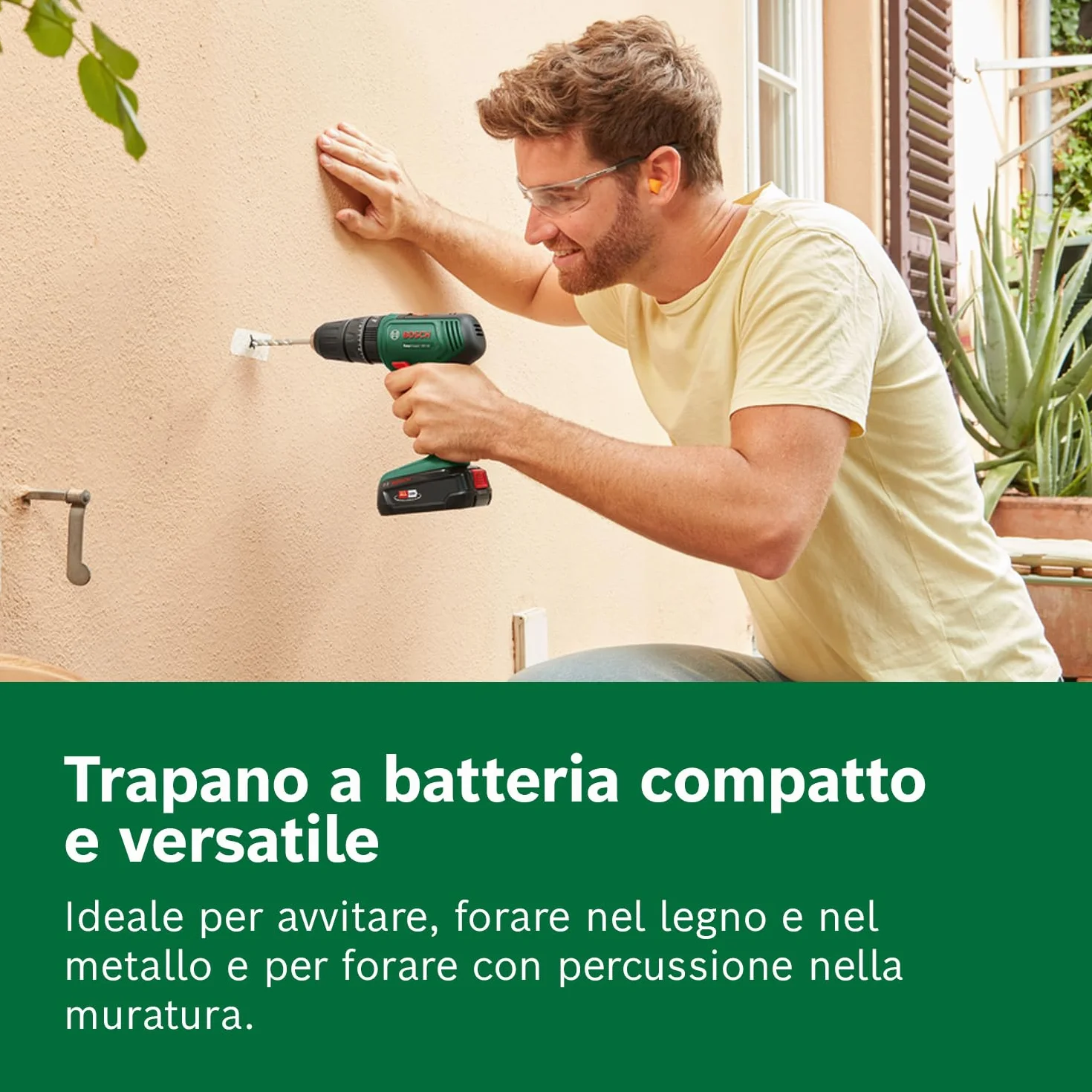 Bosch Home and Garden, Trapano con Percussione a Batteria EasyImpact 18 V-40 (2 Batterie da 2.0 Ah, Sistema 18 Volt, in Custodia per il Trasporto), Easyimpact 18 V-40, Mandrino 13mm