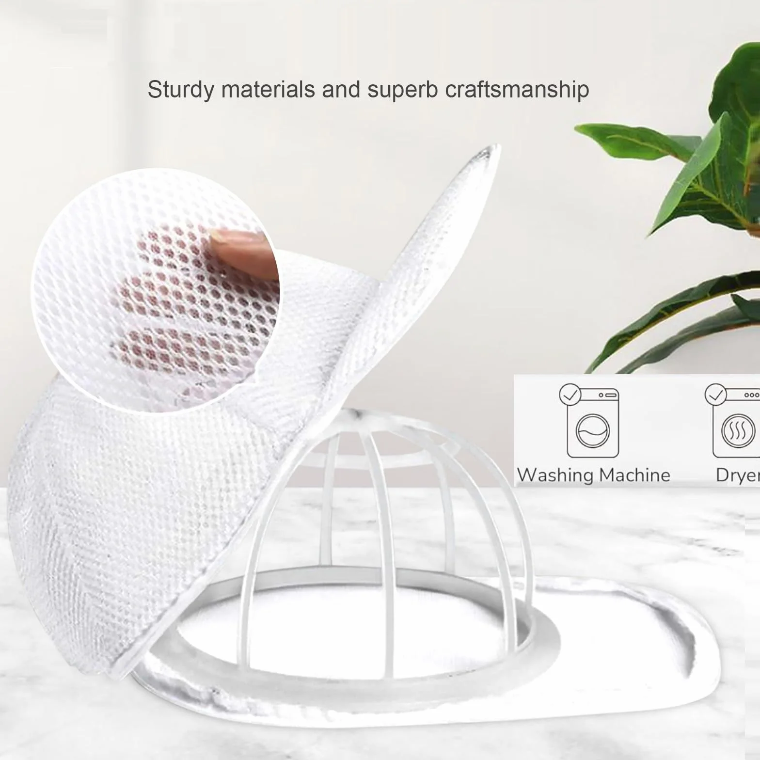 Rondella per Cappelli, Cap Washer Supporto Protettivo per Sacchetti Lavatrice per Cappelli, Porta Cappellini per Bucato, Bianco