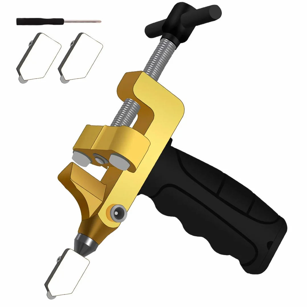 Tagliapiastrelle Manuale in Vetro Tile Glass Cutting Tool 2 in 1 con 2 Lame in Acciaio al Tungsten, Vetro, Specchi, Piastrelle, Piastrelle Smaltite per il Taglio del Vetro