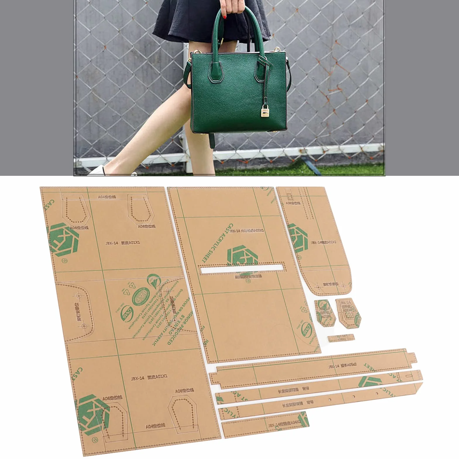 Modello in Pelle per Borsetta Stencil in Acrilico per Realizzare Borse a Tracolla Accessori per Cucito Fai da Te Handcraft Materials