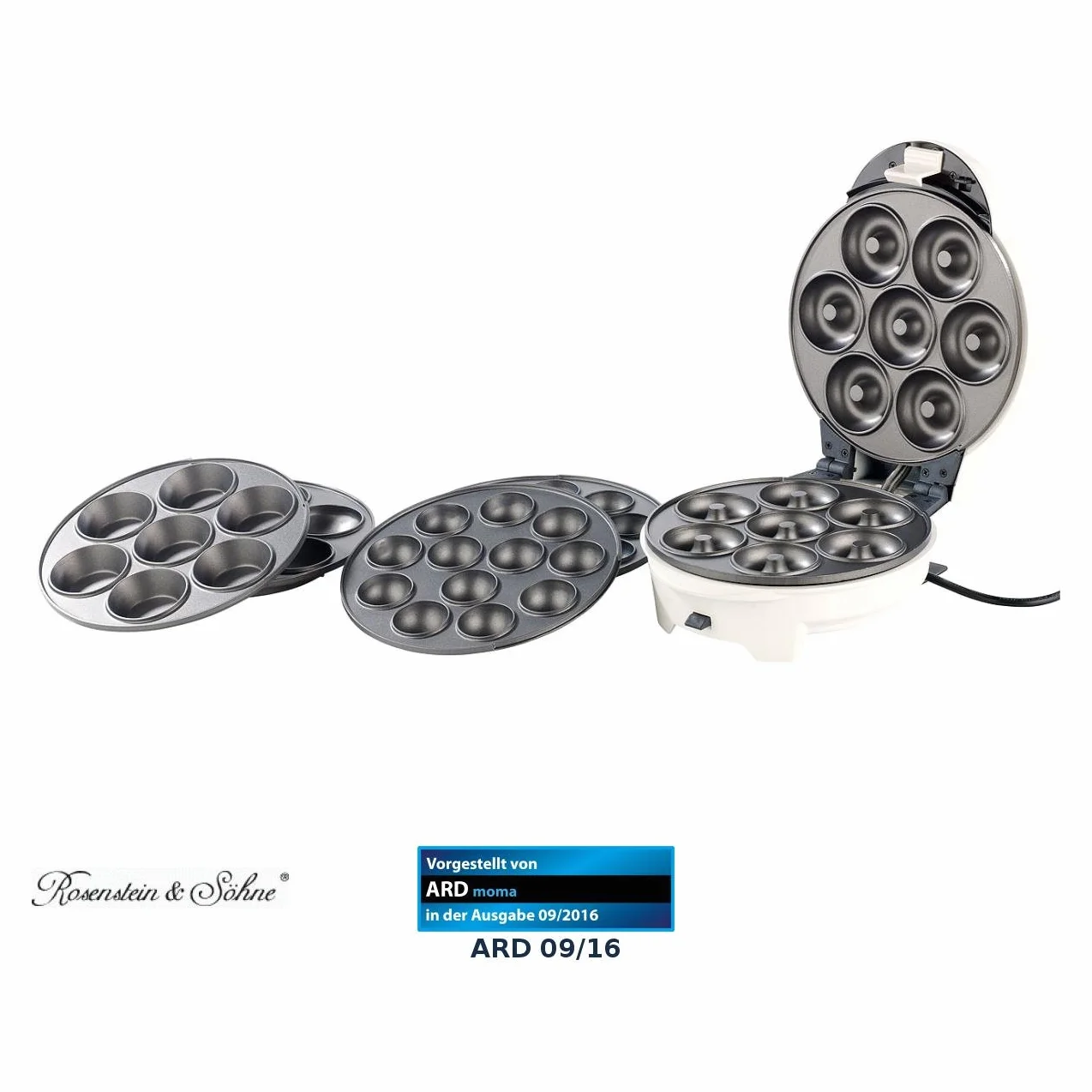 Rosenstein & Söhne torta pop Maker 3 nel 1: Ciambella 3in1, Macchina per cupcake e torte con rivestimento antiaderente (ciambella Focaccina & torta pop Maker)