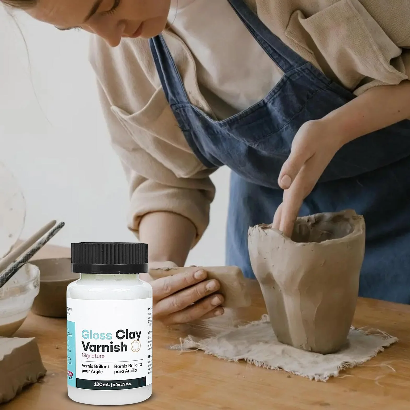 Vernice per argilla ad asciugatura all'aria, Vernice per ceramiche di argilla asciutta, Vernice lucida per PolymerClay e Air Dry Clay, Air Dry Clay Glaze Clay Gloss, Stone Modeling Clay Polish, per