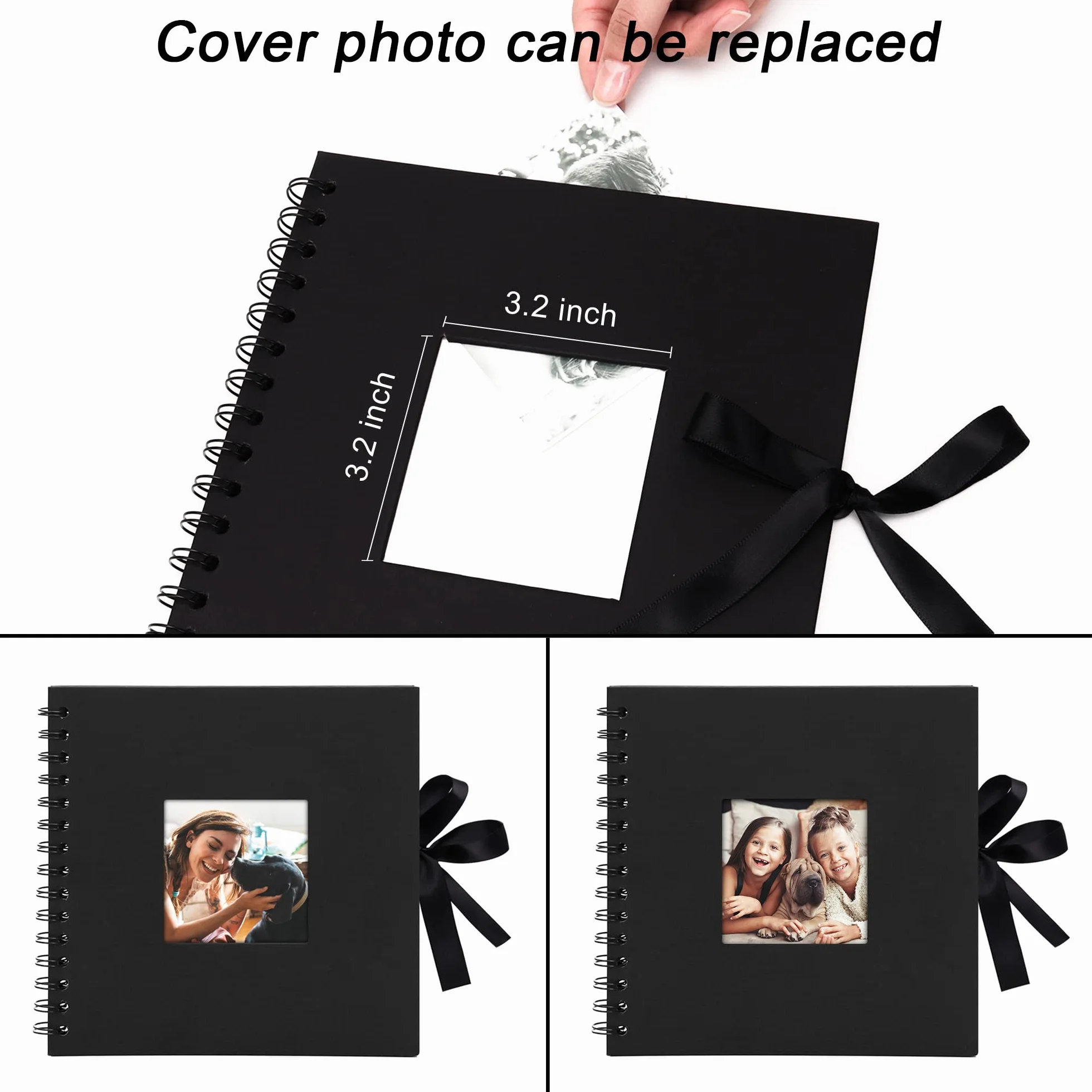 Vienrose Album Fotografico fai da te 20,5 x 20,5 cm Spirale Scrapbooking Album 20 fogli 40 Pagine Nere Scrapbook Personalizzabile Regali Nozze Natale San Valentino Regalo di Anniversario Compleanno