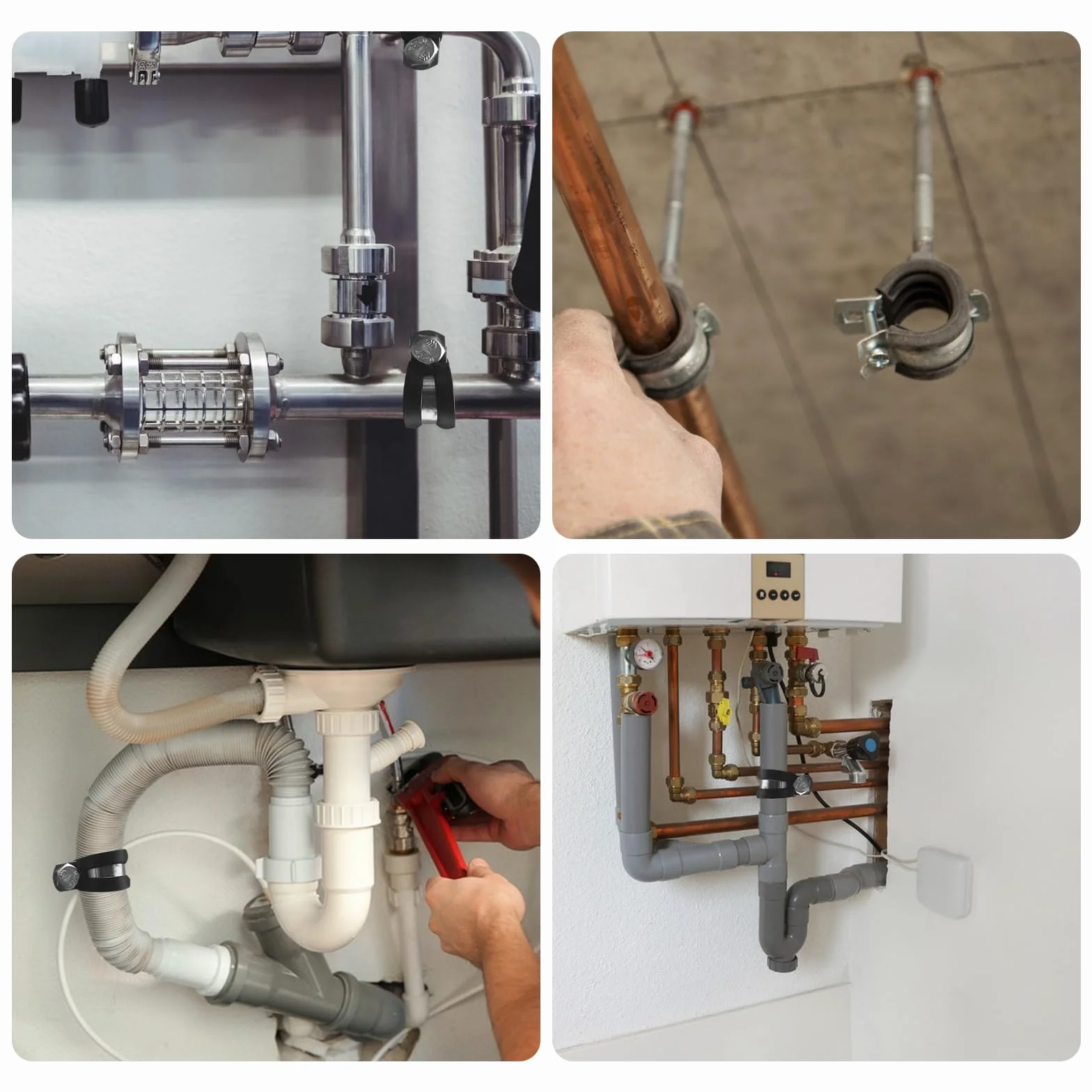 20 PzFascette Stringitubo con Inserto in Gomma, 10mm Morsetto a P per Tubo Flessibile, Fascette Fermacavi, Fascette Fermacavo a Vite in Acciaio Inox per Cavi in Gomma(10 mm)