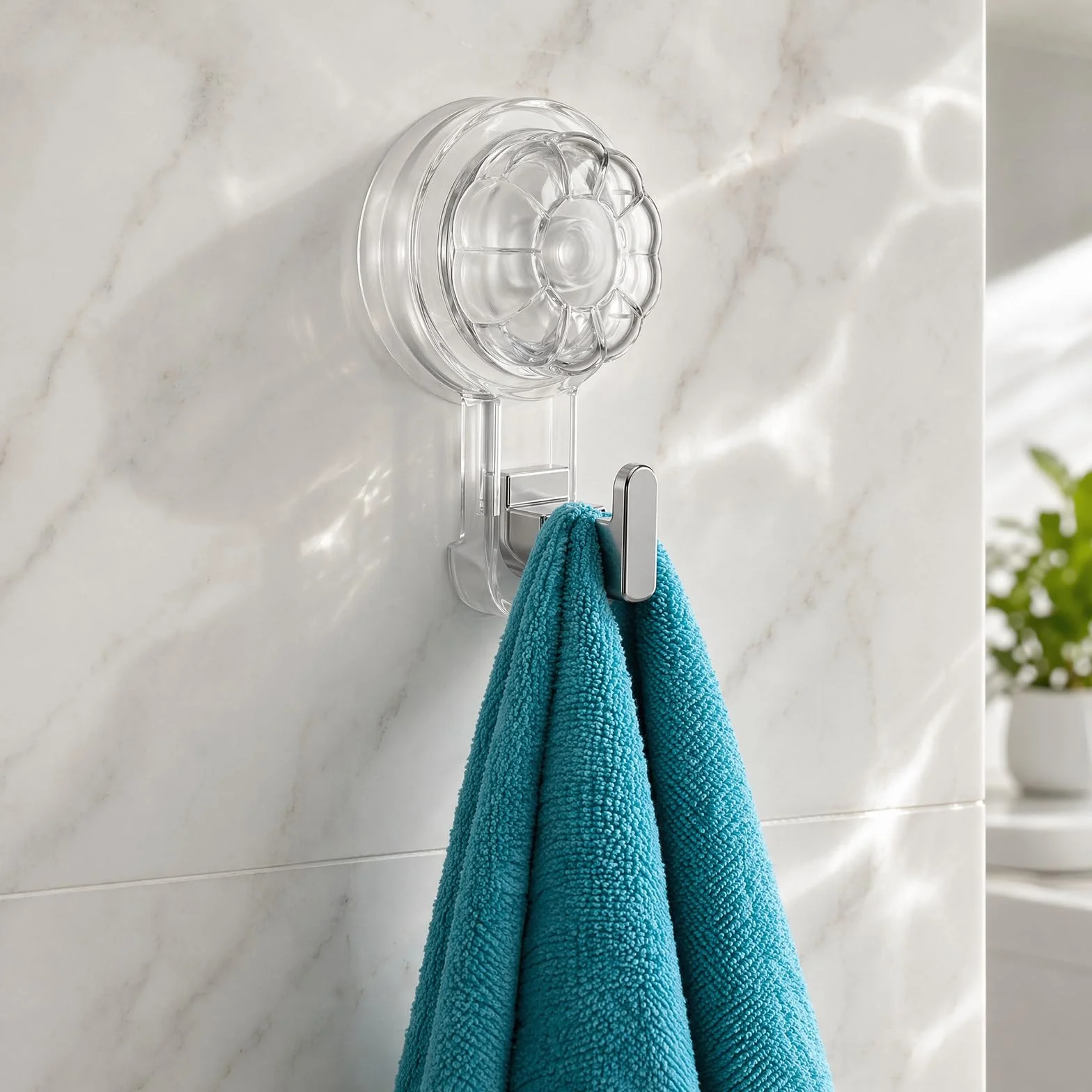Naapesi 2 Pezzi Ganci a Ventosa Forti, Ganci Ventose Sottovuoto Potenti, Ganci a Ventosa Riutilizzabile Impermeabile Trasparente Rimovibile Ventose con Gancio, per Bagno, Cucina, Vetro, Finestra