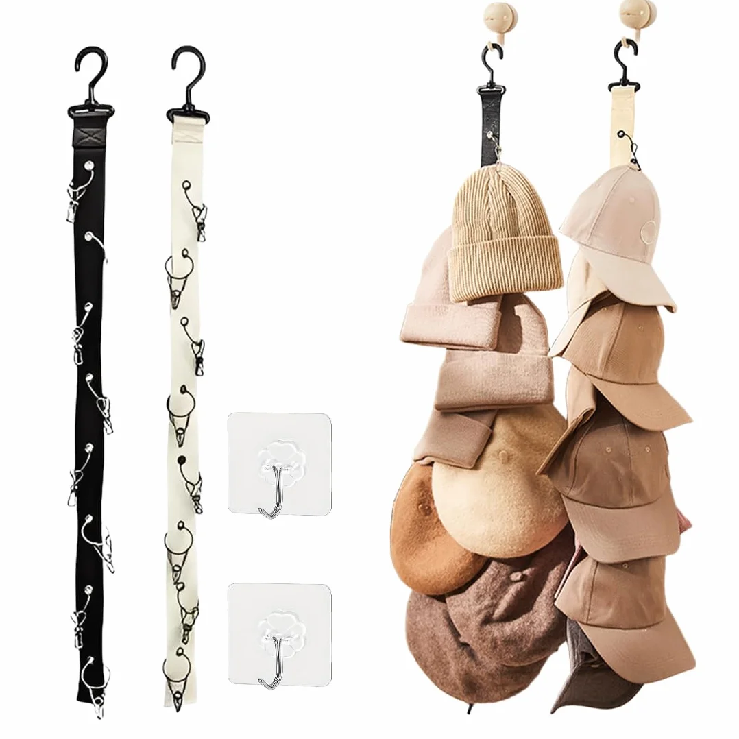 2 Pcs Porta Cappelli Da Parete, Portacappellini Con Visiera, Supporti Per Cappelli Da Appendere, Cappelliera Parete, Appendi Cappelli, Display Storage Rack Per Sciarpe, Appendiabiti Ganci