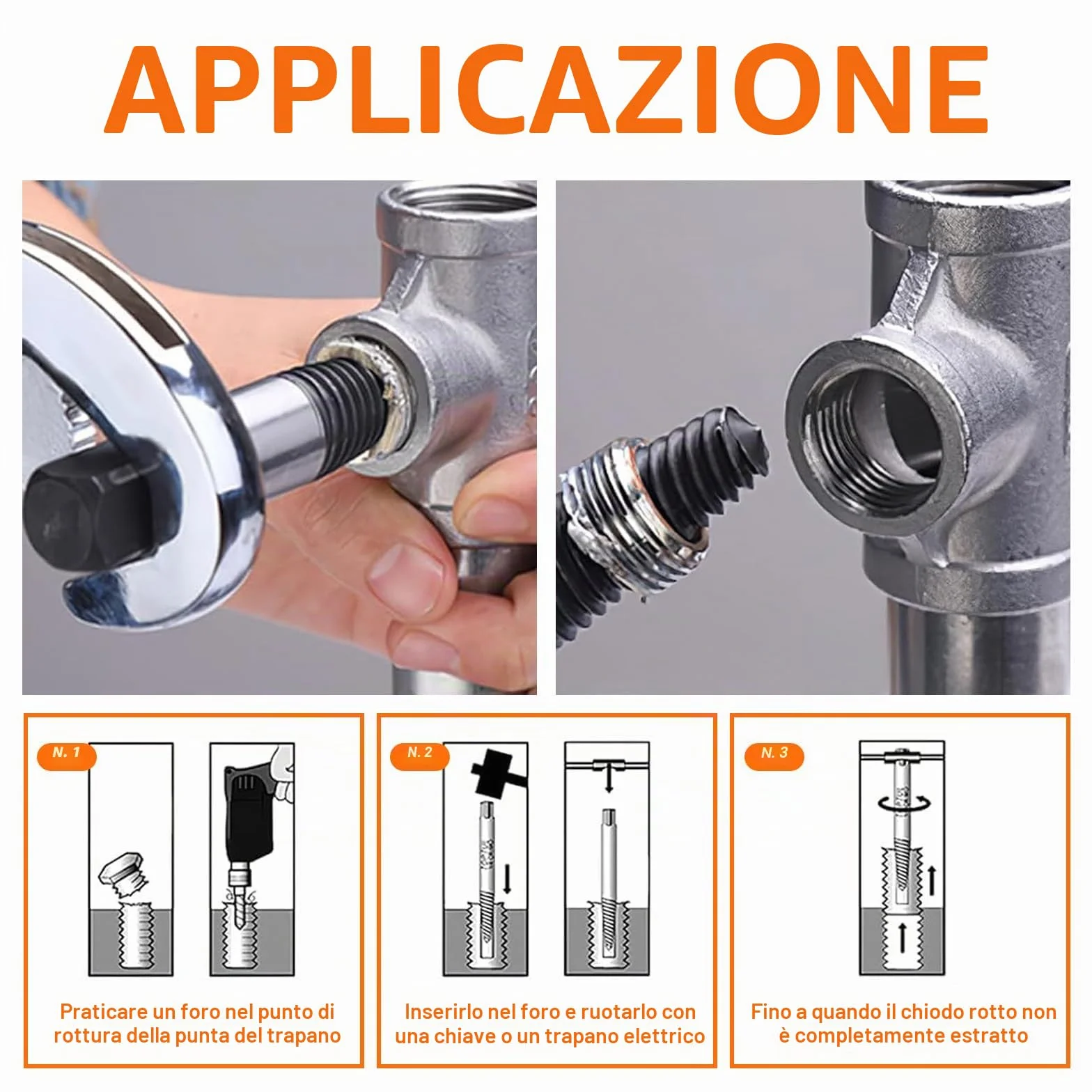 6 Pezzi Estrattore di Viti Kit 3mm-19mm, Estrattore Viti Danneggiate, Estrattori Per Viti Spanate, Estrattore Vite Danneggiata, Rotte Strumento di Rimozione Facile per per Bullone per Viti
