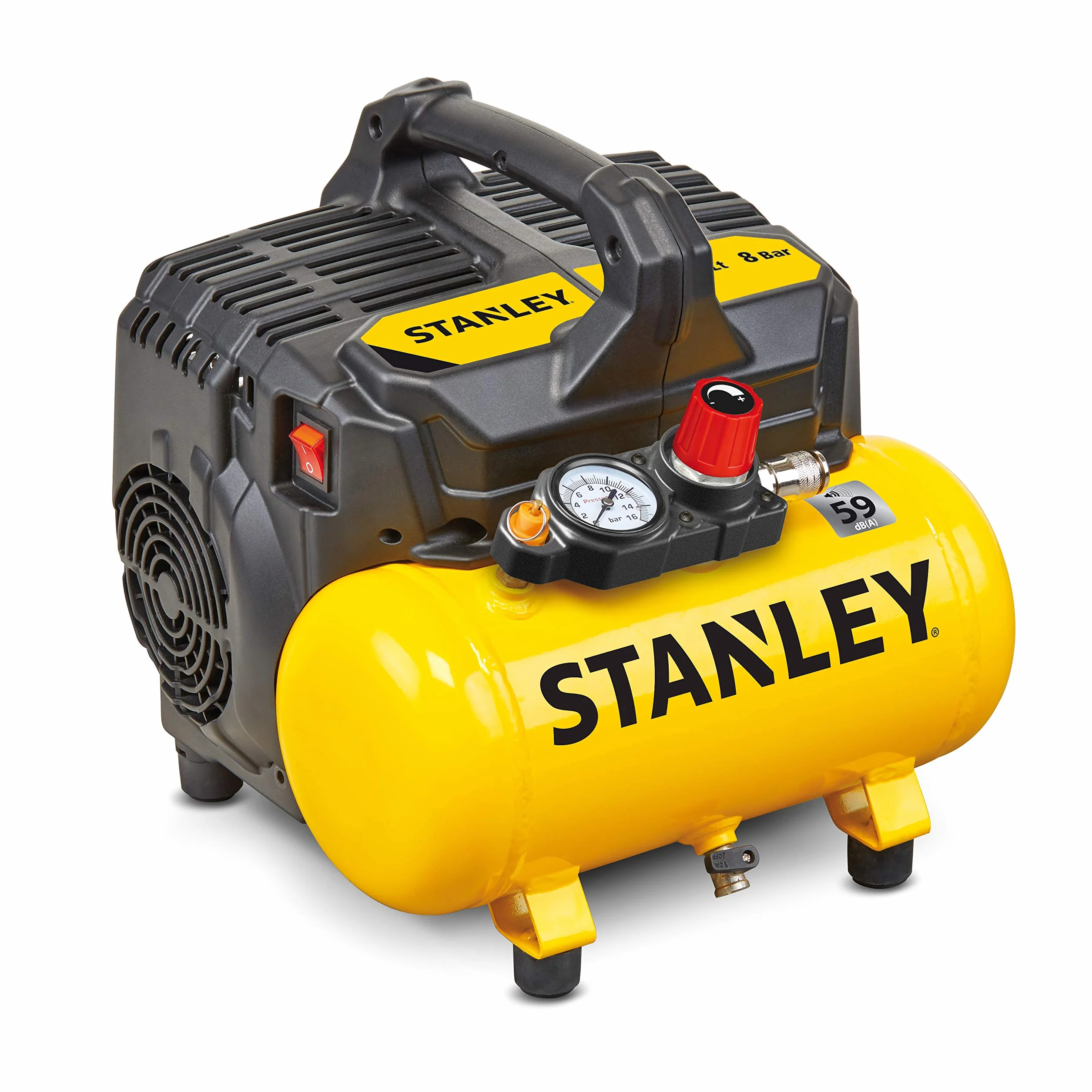 STANLEY Compressore Aria Portatile DST100/8/6 8 Bar 6L Silenziato Senza Olio 105L/Min