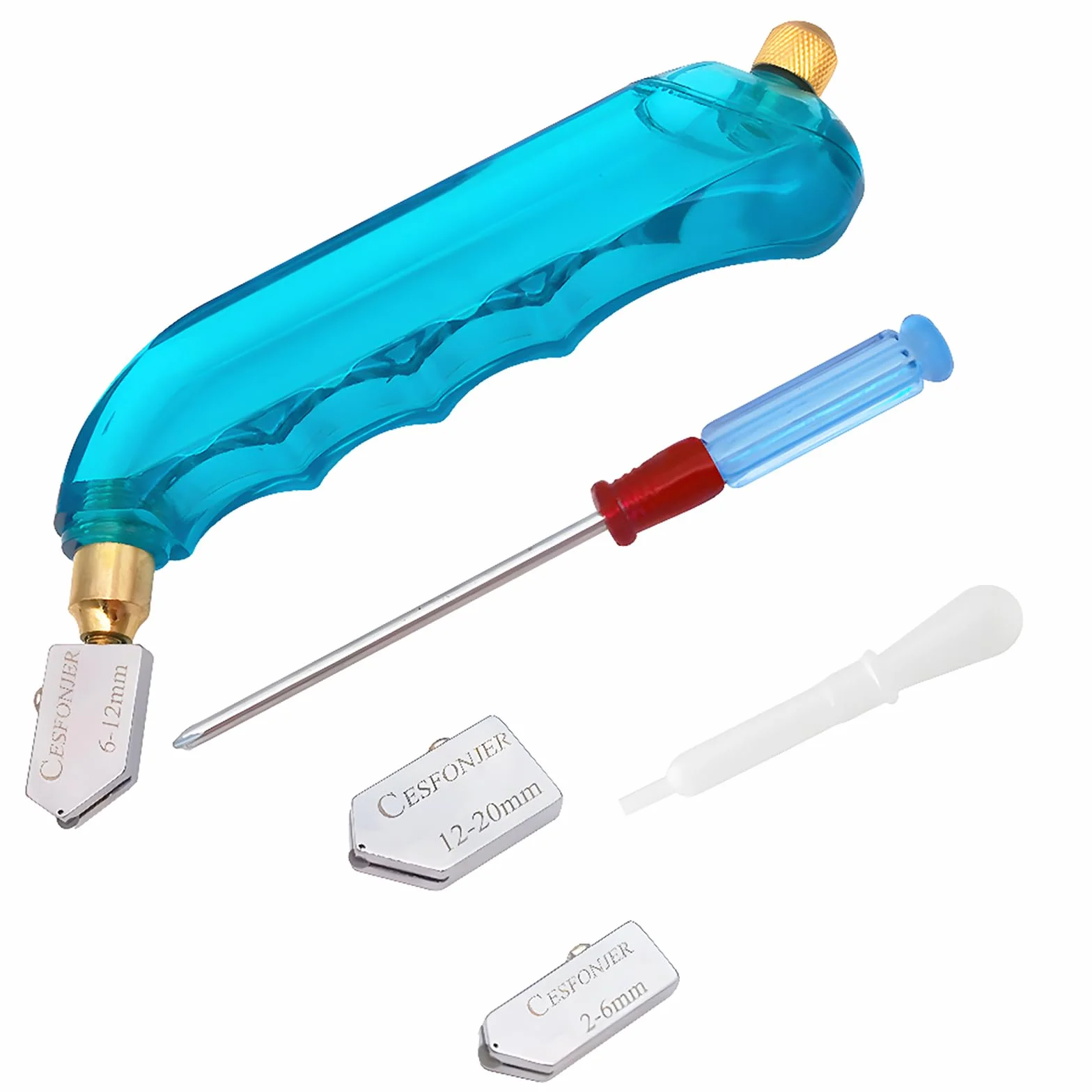 CESFONJER Cutter di vetro professionale della con extra sostituibile Testa e serbatoio dell'olio - 2mm-6mm / 6mm-12mm / 12mm-20mm, per il taglio di piastrelle in ceramica di vetro a specchio.