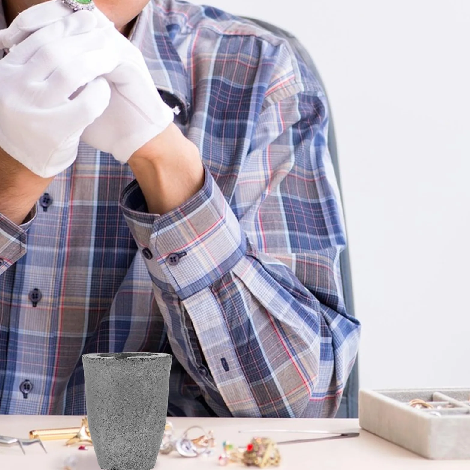 jojofuny Crogiolo in Grafite Carburo di Silicio per Fusione di Metalli come Rame, Alluminio e Argento, Capacità 20ml, per Analisi e Campionamento in Laboratorio