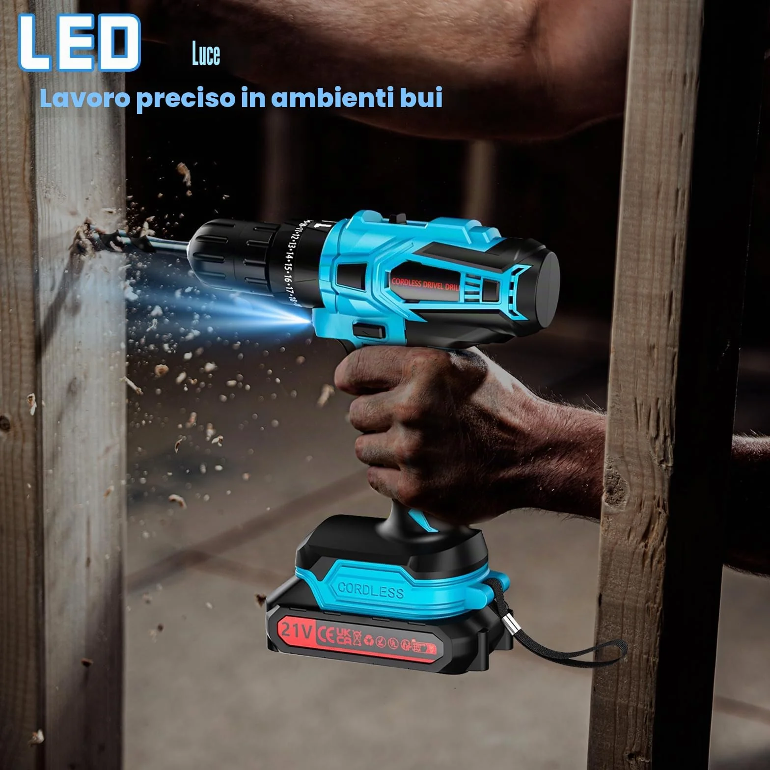 ENRIPRT Trapano Avvitatore Batteria 21V, 45Nm Max Avvitatore Batteria con 2 Batterie 2.0Ah, 25+3 Impostazione Coppia,2 Velocità,LED Luce, Avvitatore Elettrico per Riparazione, Fai da te