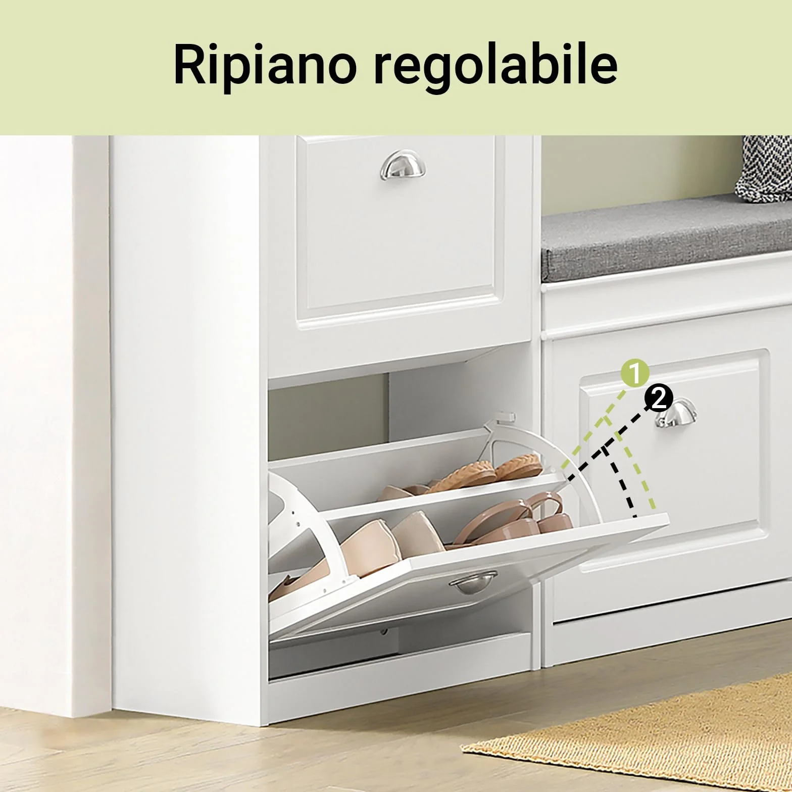 SoBuy Scarpiera Salvaspazio Slim Mobiletto da Ingresso con 2 Ante a Ribalta, Armadio Portascarpe Scarpiera Legno Moderna per Ingresso, Corridoio o Camera da Letto 54x24x83cm Bianco FSR78-W