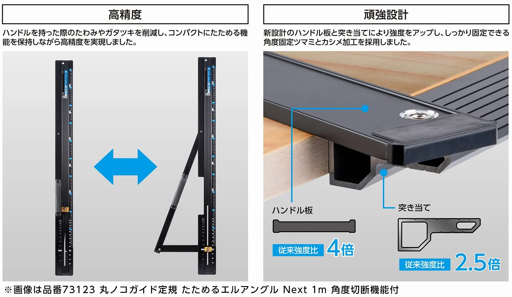 Shinwa Sokutei 73122 - Righello guida per sega circolare, angolo EL, 60 cm, funzione di taglio angolare inclusa