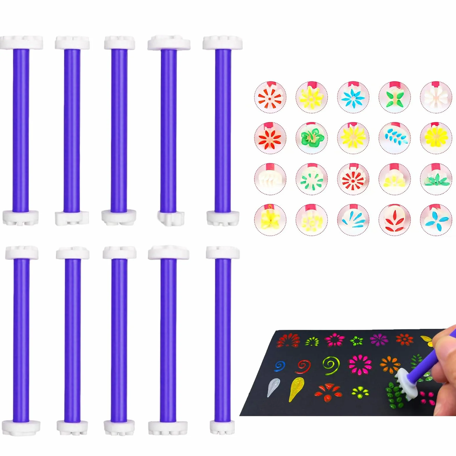 Strumento per Puntini a 20 Petali, 3D Stampa Doppio Faccia Strumento per Mandala, Pulibile, Per Rocce/Cartoline/Progetti Creativi