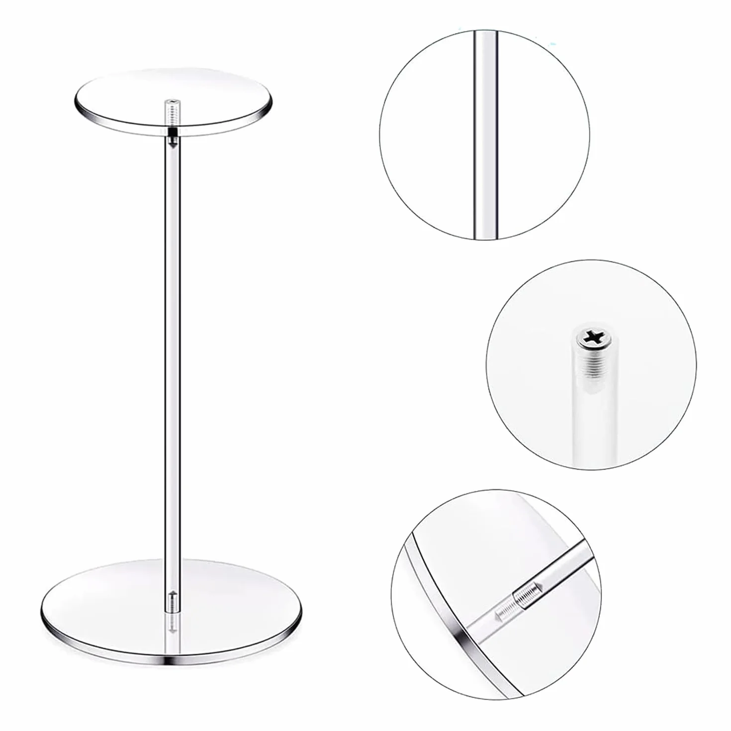 Espositore per Cappelli in Acrilico Trasparente 30cm Rotondo con Base, Multifunzionale Scaffale per Display Cappelli Orologi Gioielli