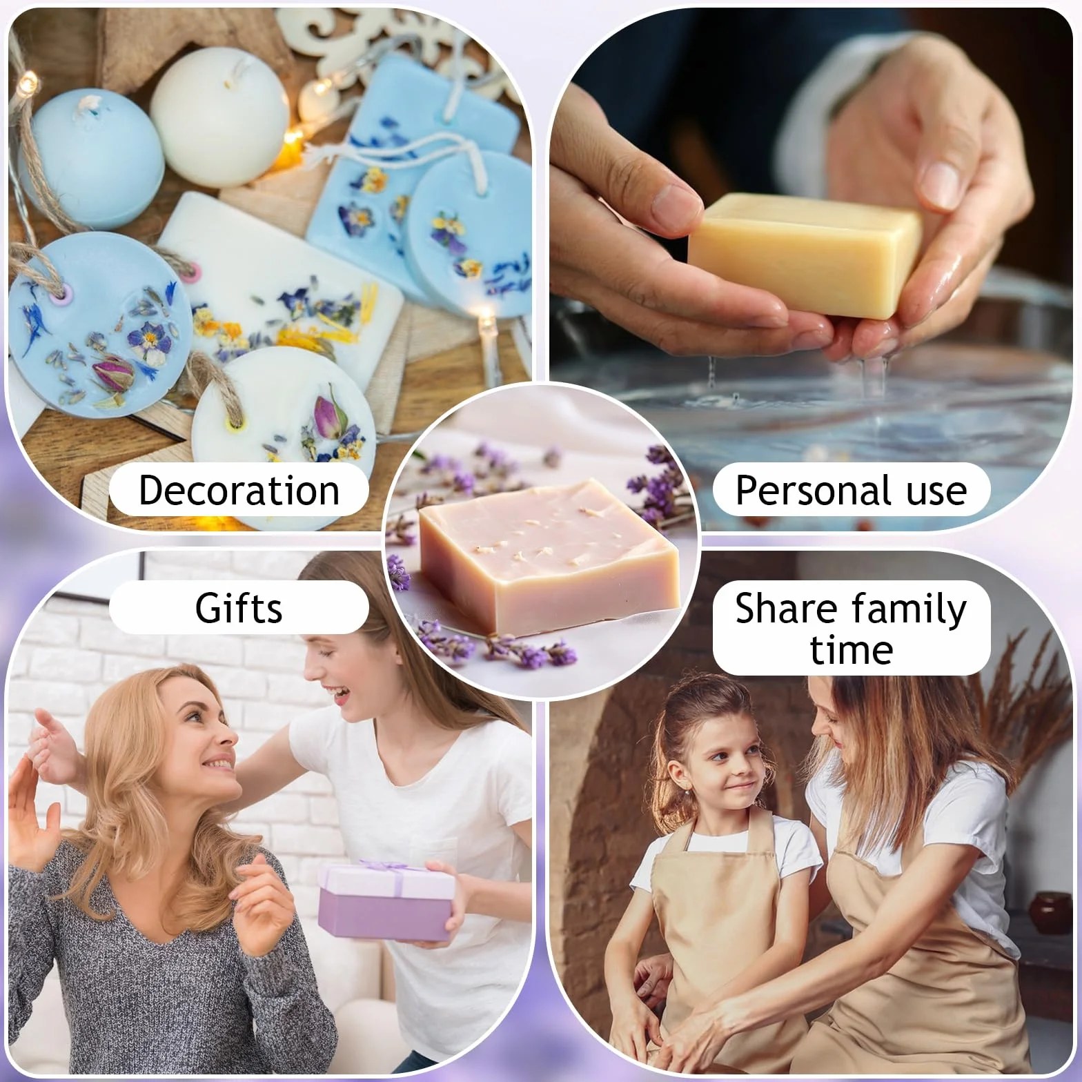 Kit Sapone Fai Da Te, Kit Fai Da Te Creativo Adulti, Contiene Base per Sapone, Essenza di Colore, Olio Profumato, Muffa, ecc., Può Essere Regalato
