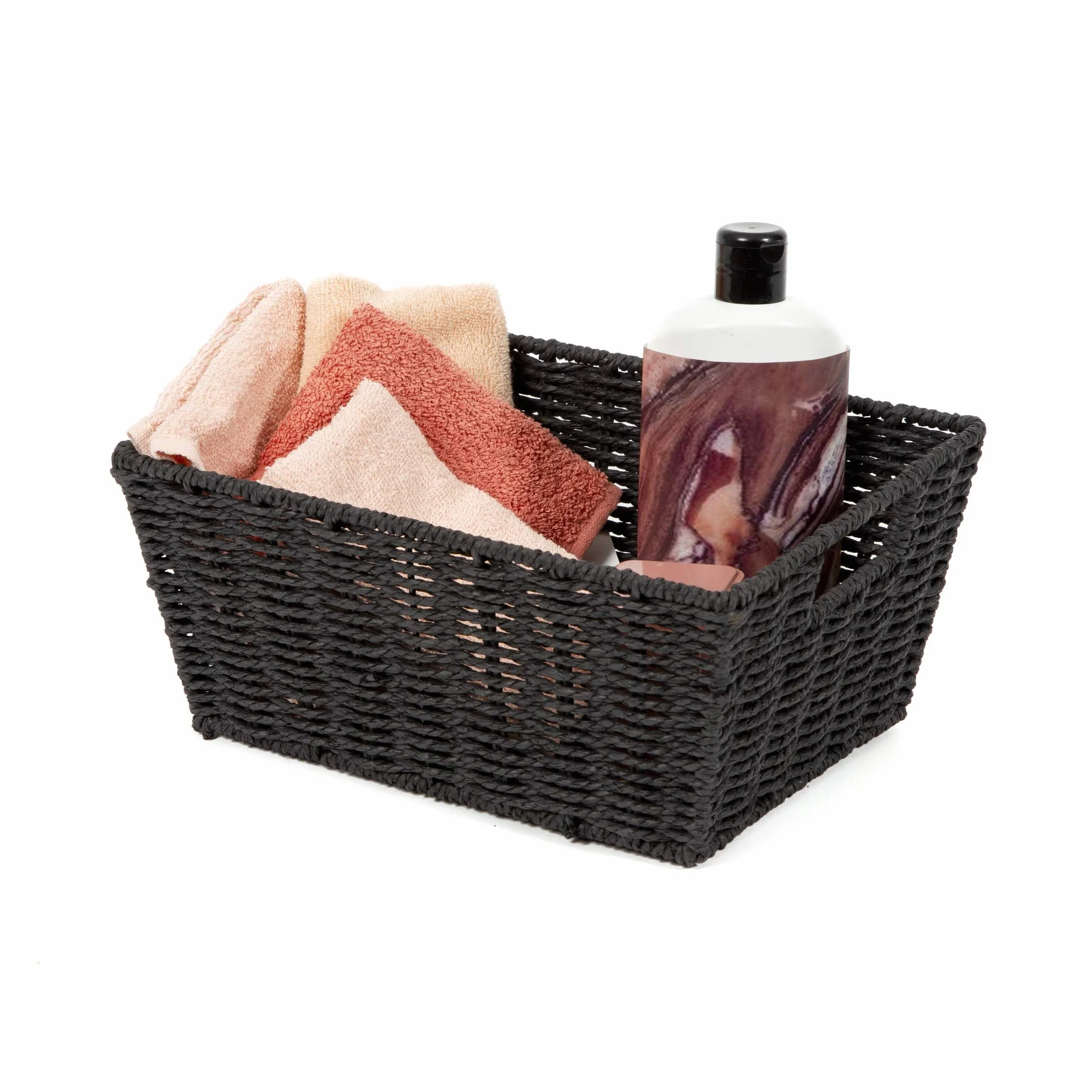 Compactor Etna Cesto Rettangolare in Carta Intrecciata a Mano, Nero, 31 x 24 x H. 14 cm, RAN6543