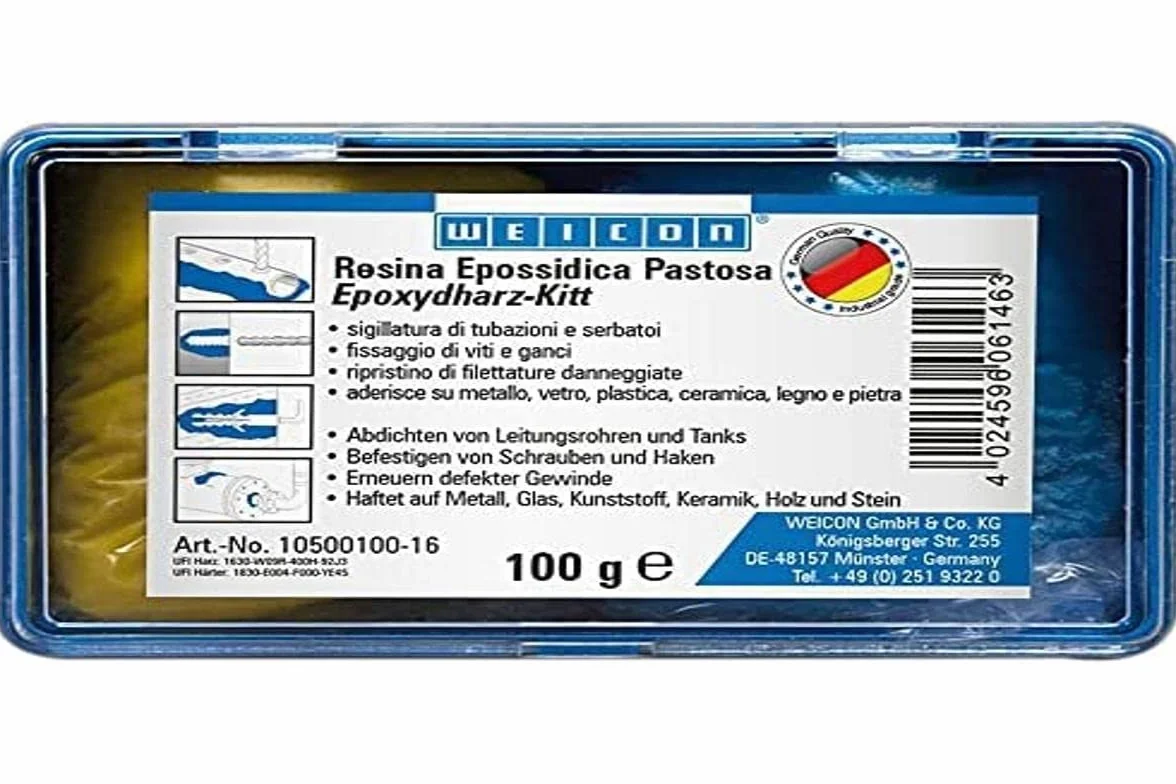 WEICON Resina epossidica pastosa 100 g composto per riparazioni universale impastabile in un pacchetto completo