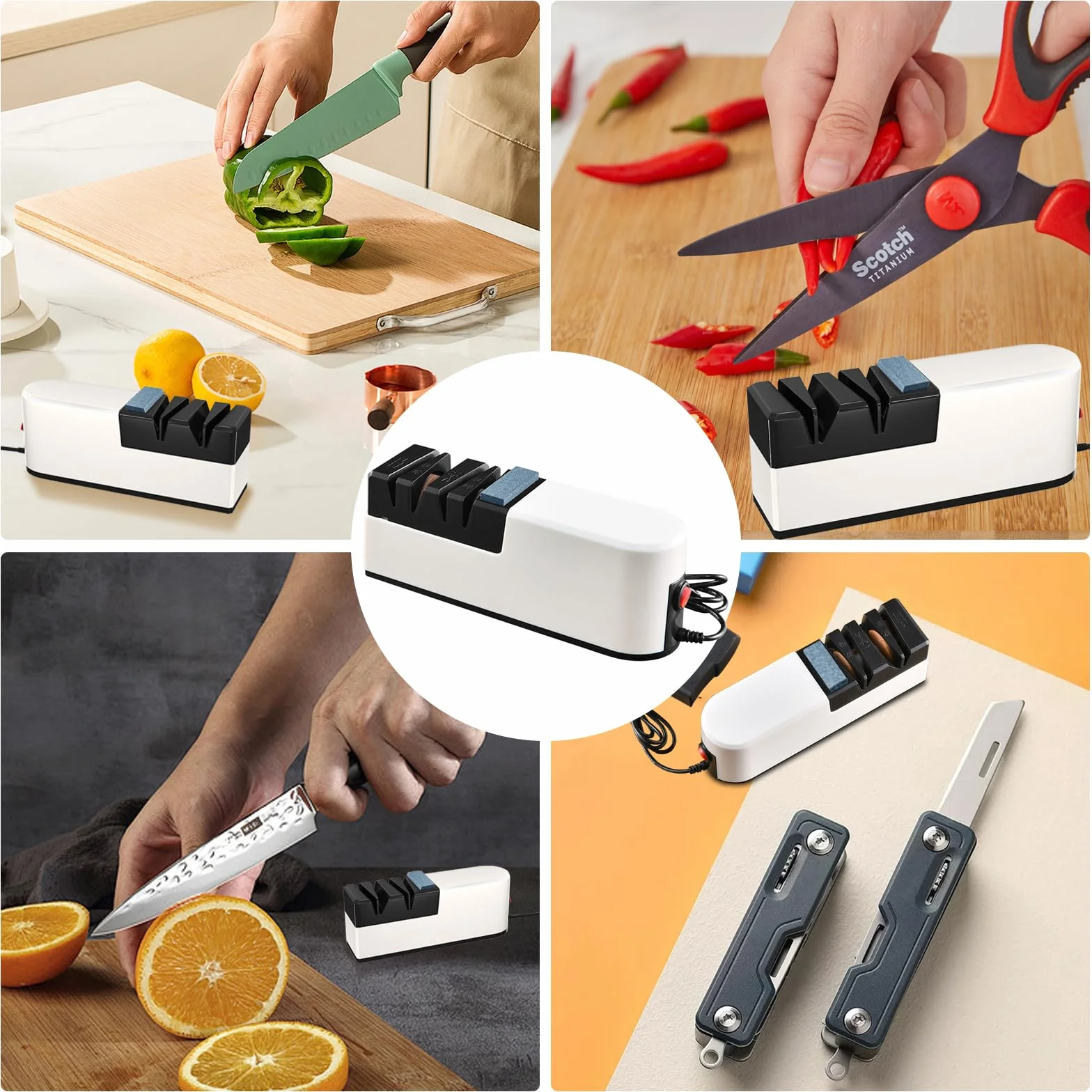 Affilacoltelli Professionale Elettrico, Affilatore per Coltelli da Cucina e Forbici