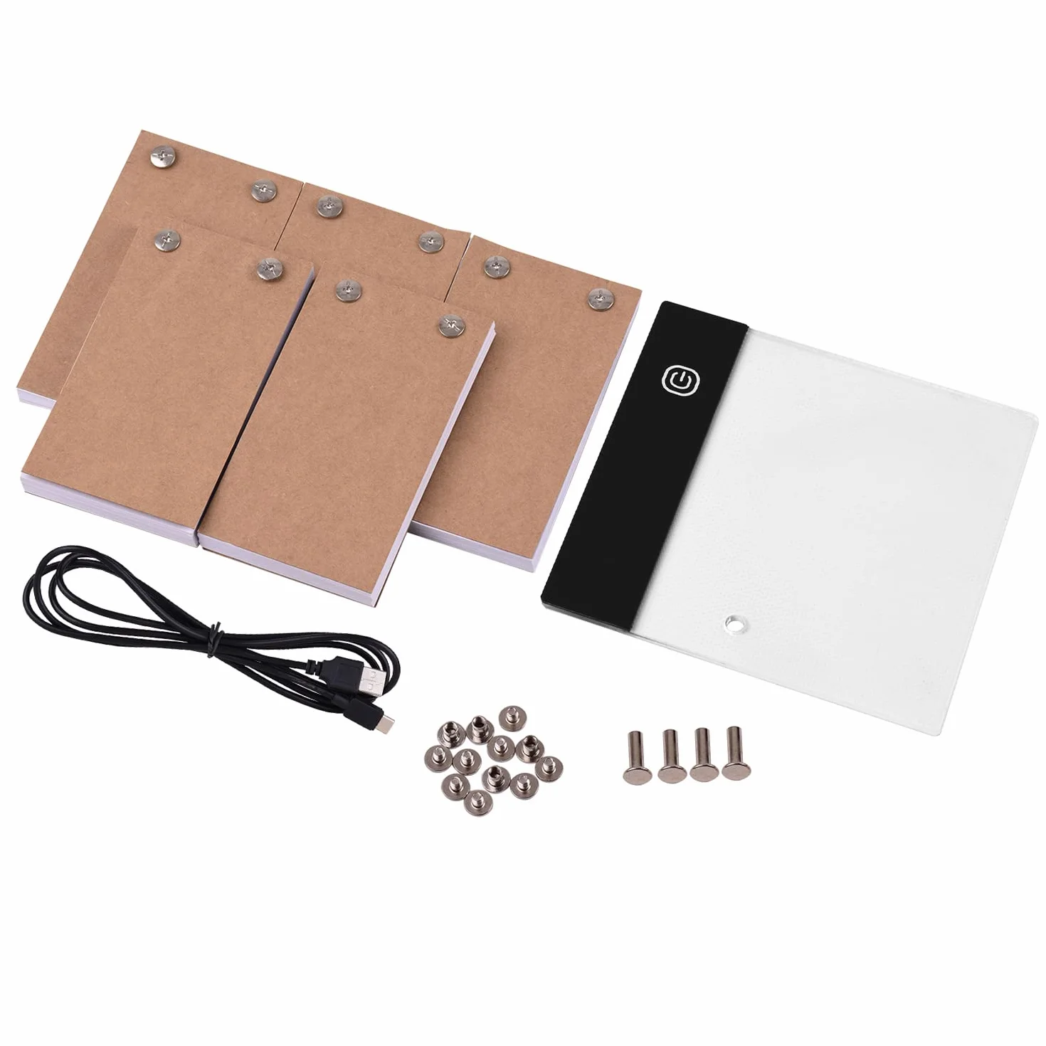 Irfora Kit libro pieghevole con Mini Pad Light Box LED Design Tablet con Foro 300 Fogli Flipbook Carta Viti di giunzione per Disegno Aniione Schizzo Creazione